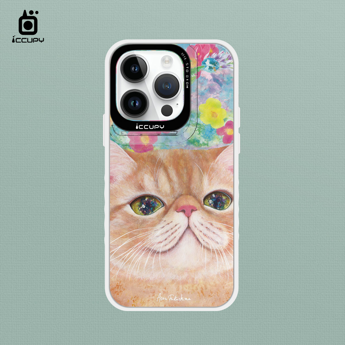 【猫の期待｜小天】黑占盾防摔立架手機殼(共四色) For iPhone 14 Pro-黑占iCCUPY