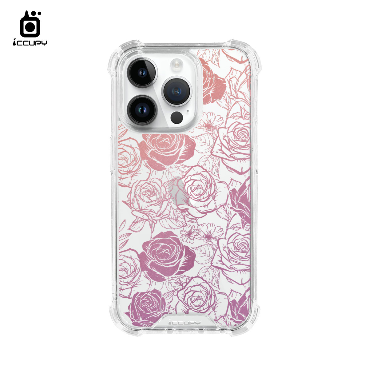 【玫瑰-紅紫】IQ CASE 角粒殼 For iPhone 14 Pro-黑占iCCUPY