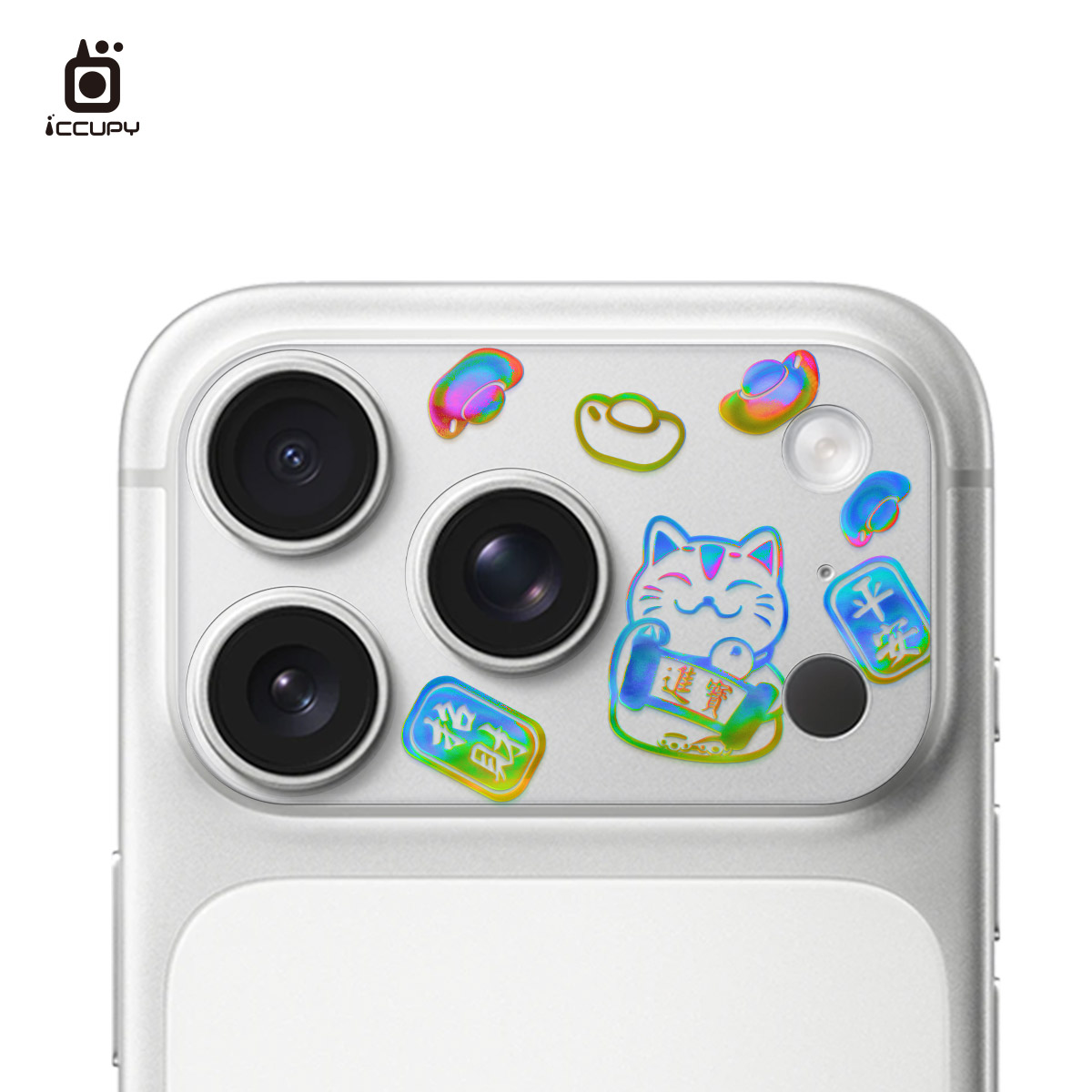 【極光晶雕｜招福貓】9H霧面鏡頭底座貼-鏡頭鏤空 For iPhone 17 Pro