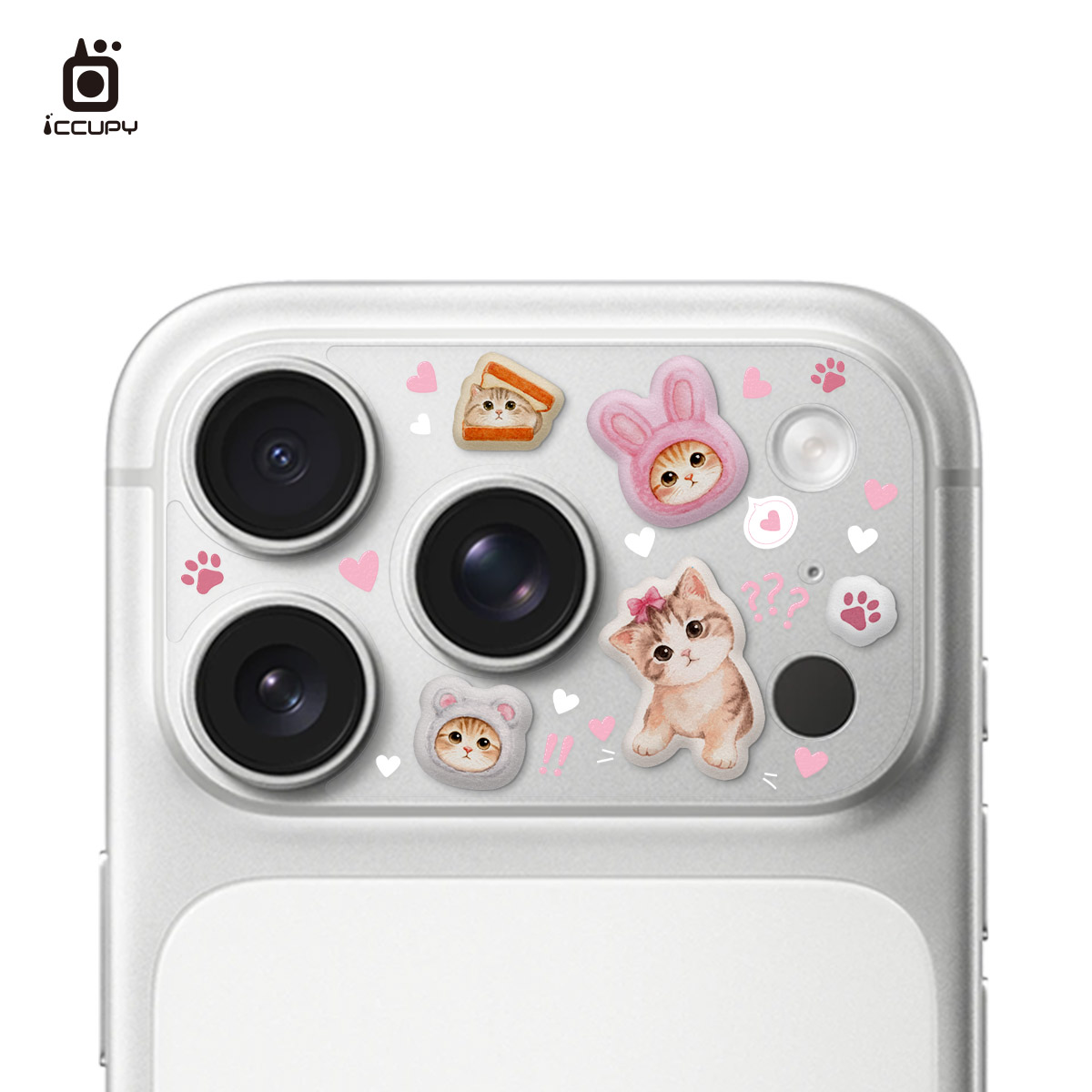 【泡泡貼︱奶油喵喵】9H霧面彩繪鏡頭底座泡泡貼For iPhone 17 Pro|文創小物|-即日起開放預購,8/31開始出貨
