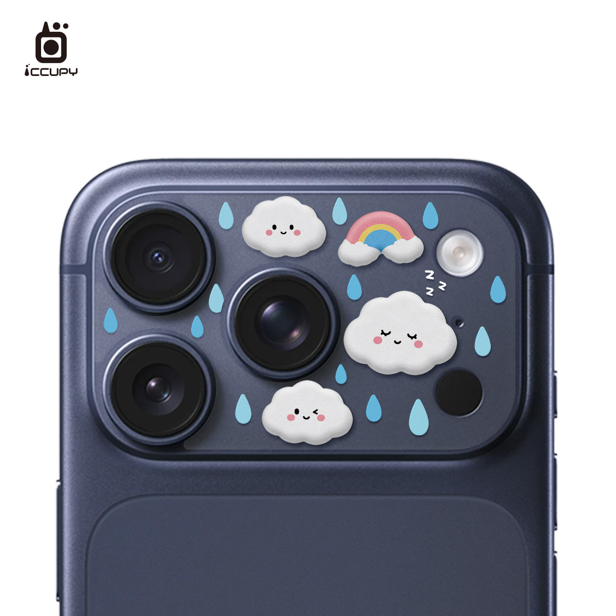 【泡泡貼︱彩虹雲朵】9H霧面彩繪鏡頭底座泡泡貼For iPhone 17 Pro|文創小物|-即日起開放預購,8/31開始出貨