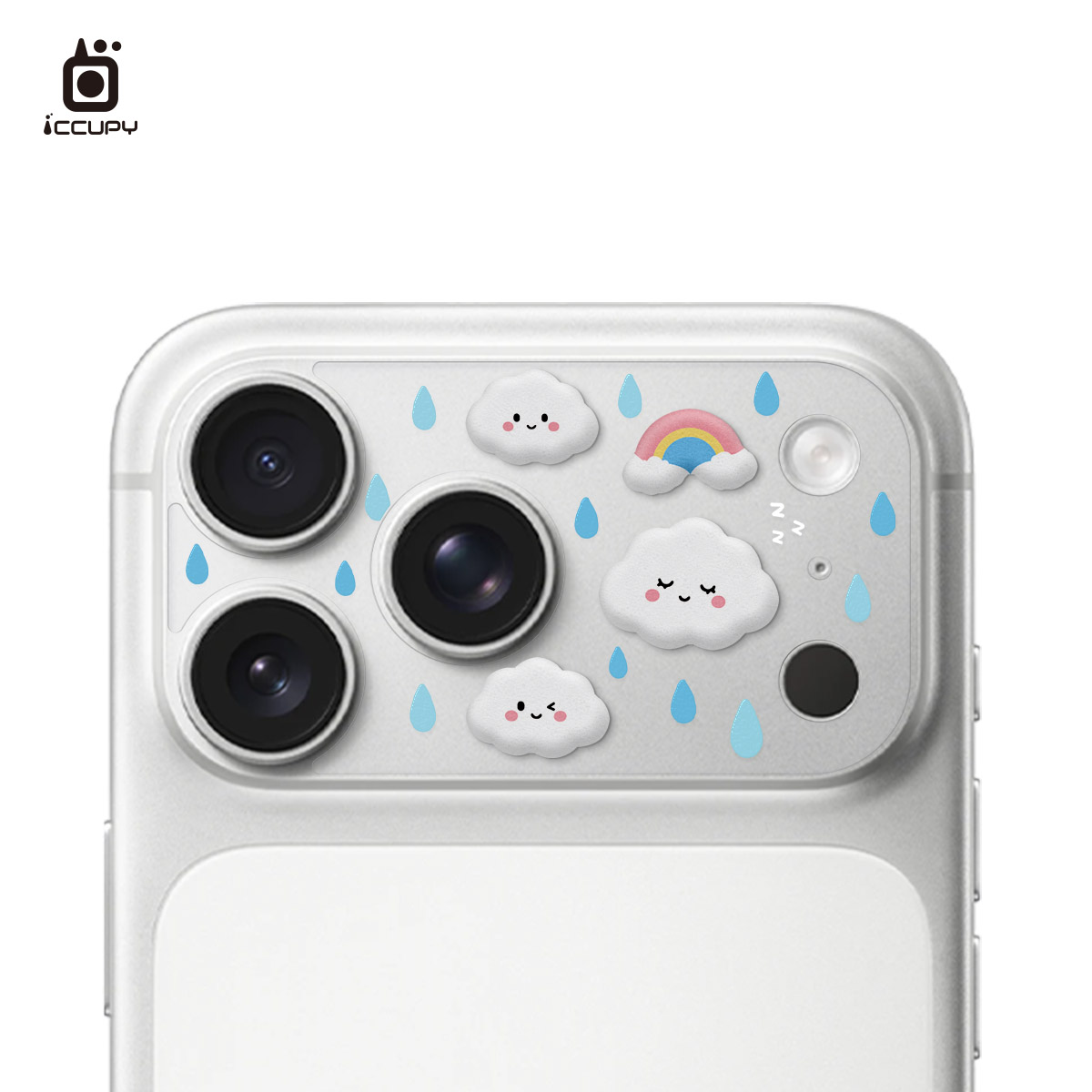 【泡泡貼︱彩虹雲朵】9H霧面彩繪鏡頭底座泡泡貼For iPhone 17 Pro Max|文創小物|-即日起開放預購,8/31開始出貨