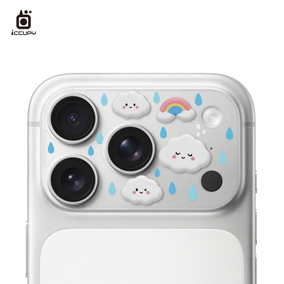 【泡泡貼︱彩虹雲朵】9H霧面彩繪鏡頭底座|泡泡貼For iPhone 18 Pro|文創小物|-即日起開放預購,8/31開始出貨
