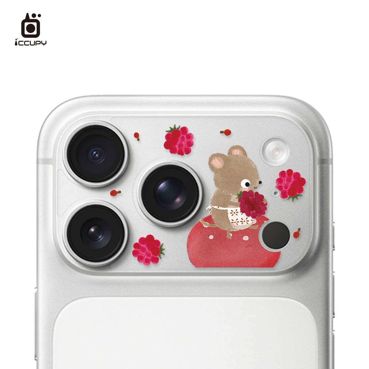【森森物語｜鄉村小鼠莓果日】9H霧面彩繪鏡頭底座貼 For iPhone 18 Pro|文創小物