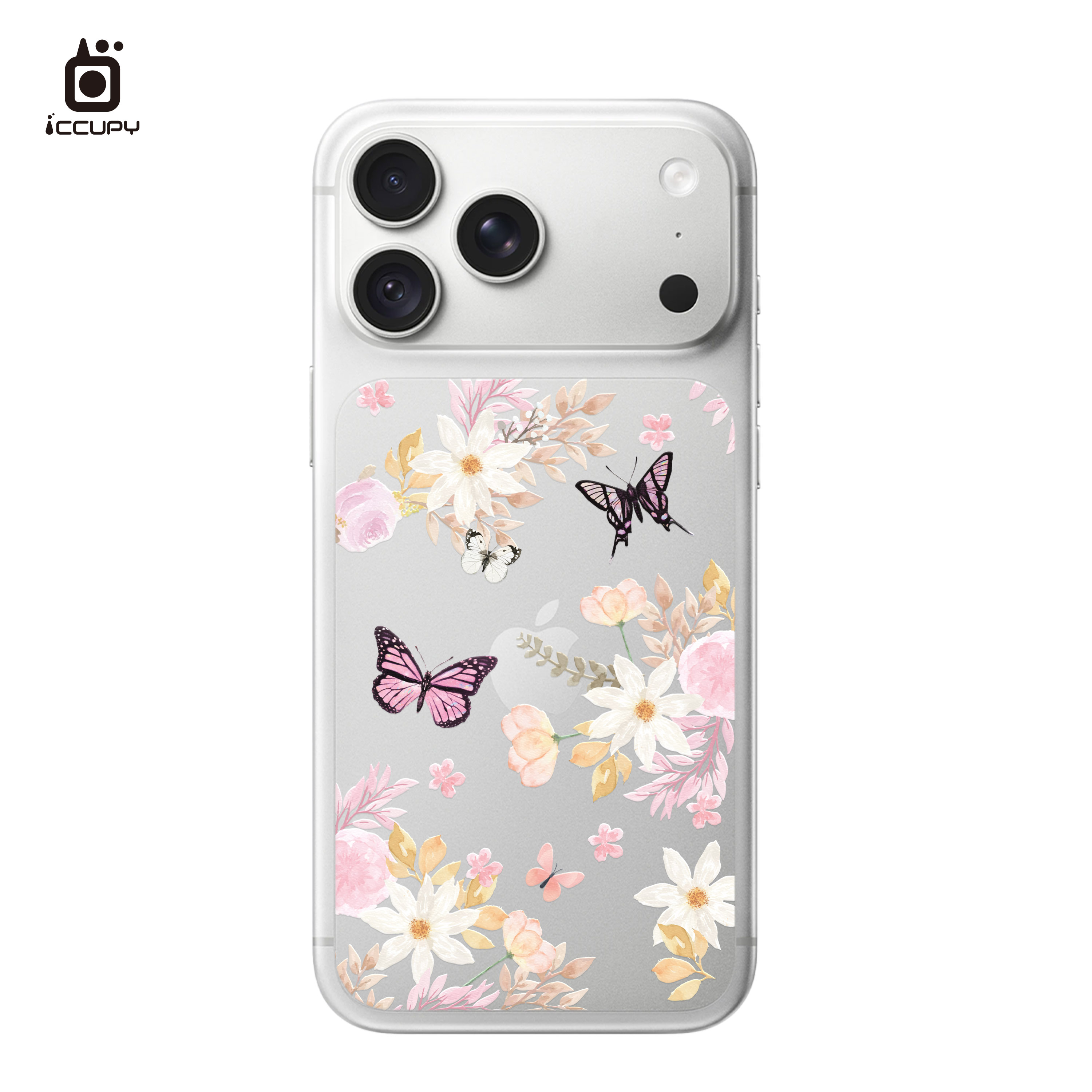 【粉蝶舞花】浪漫花卉|9H霧面彩繪背貼For iPhone 18 Pro Max | 文創小物