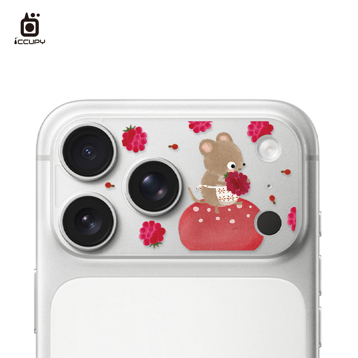 【森森物語｜鄉村小鼠莓果日】9H霧面彩繪鏡頭底座貼 For iPhone 18 Pro Max|文創小物