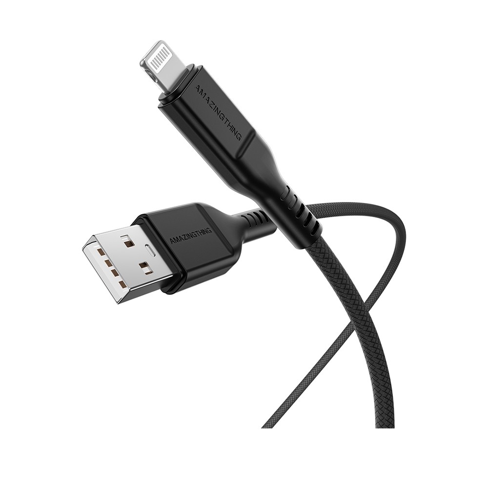 【iOS充電線】AMAZINGthing 充電傳輸線-迅雷 MFI認證 3.2A快充 Lightning to USB-A-1.1M(黑)