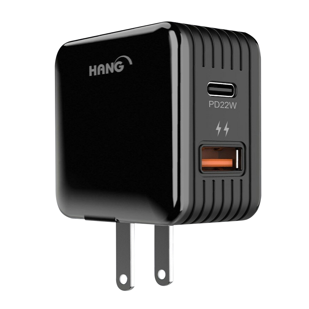 【充電頭】HANG-C15-PD+QC3.0 全兼容快速充電頭-22W(黑)