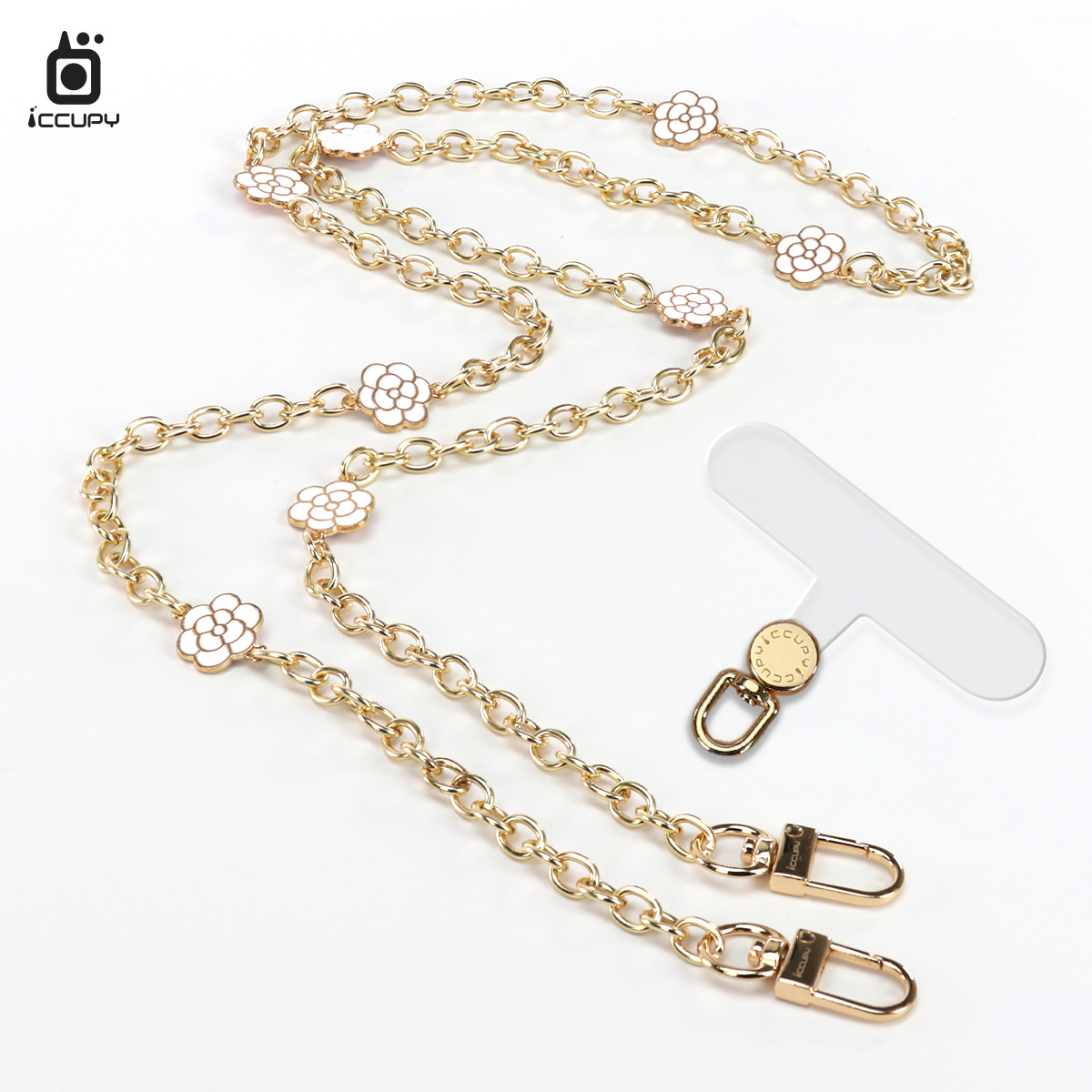 【女神系背帶掛繩】時尚鍊條(白茶花)1.12M(附調節扣)