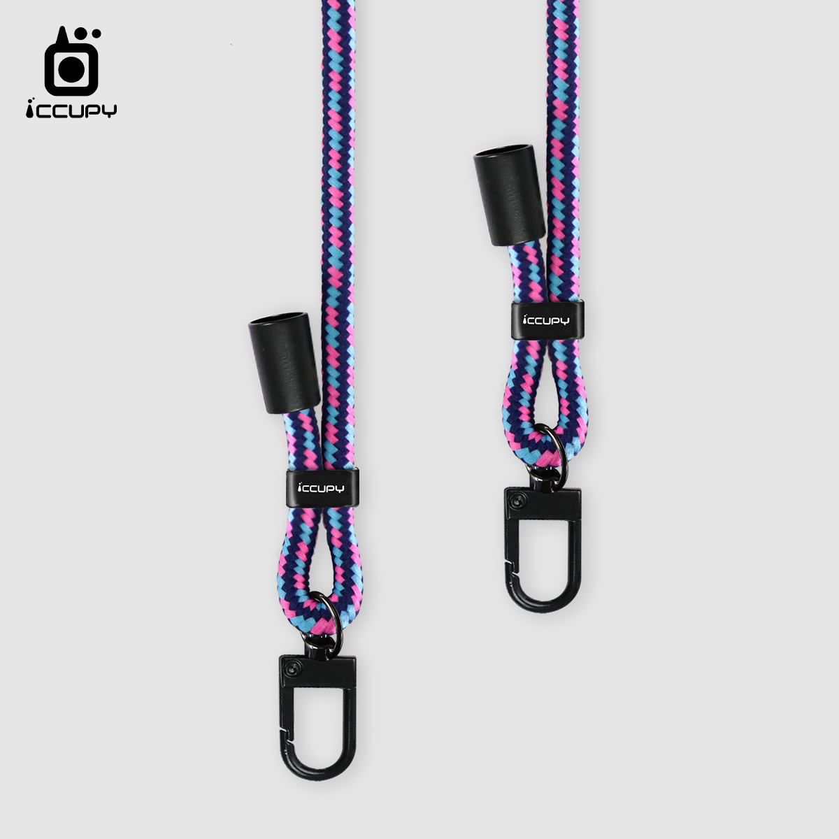 【iQ CASE角粒殼3.0】可調式背帶掛繩-圖騰粉藍