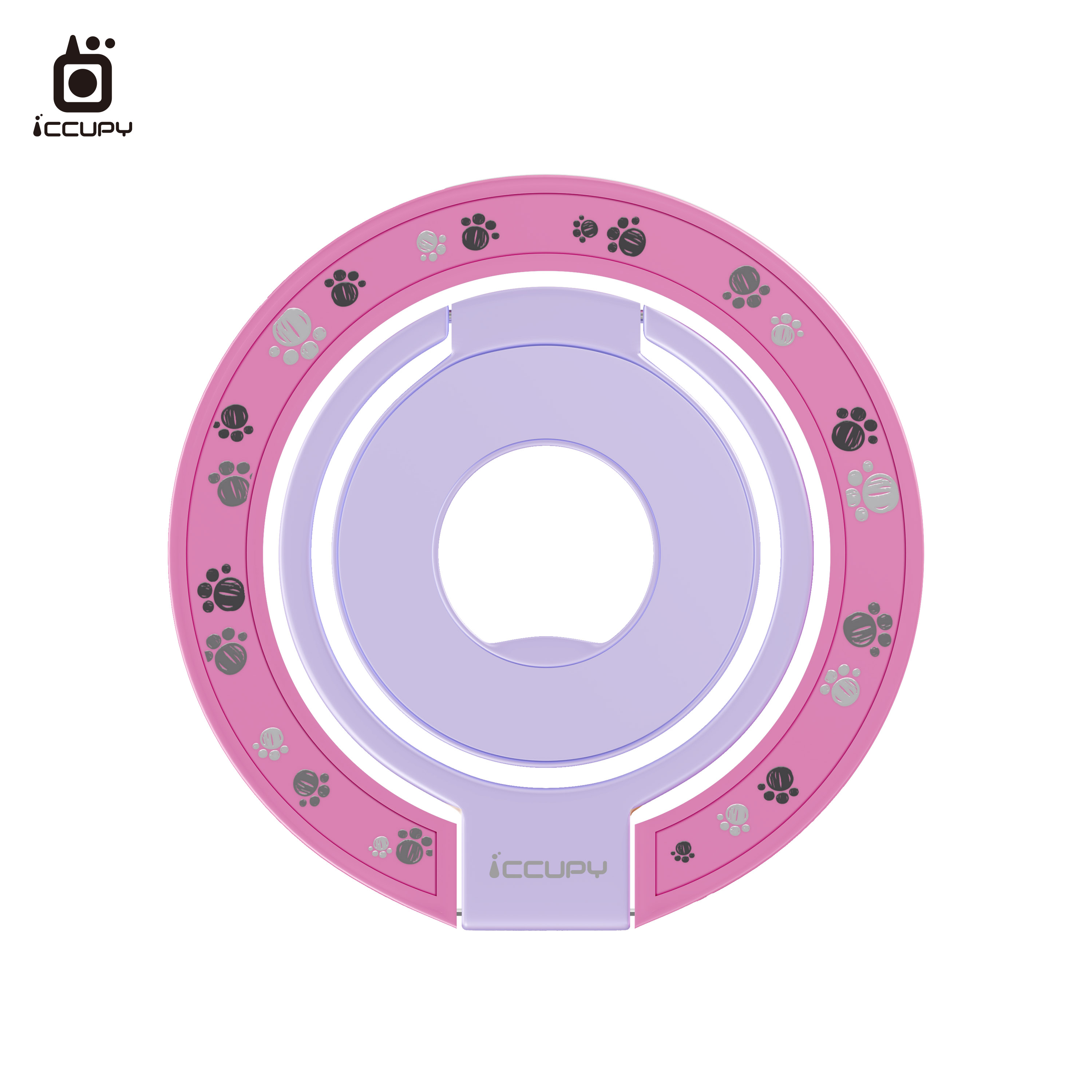 【大小腳印】360度折疊磁吸手機支架｜乾燥玫瑰-黑占iCCUPY