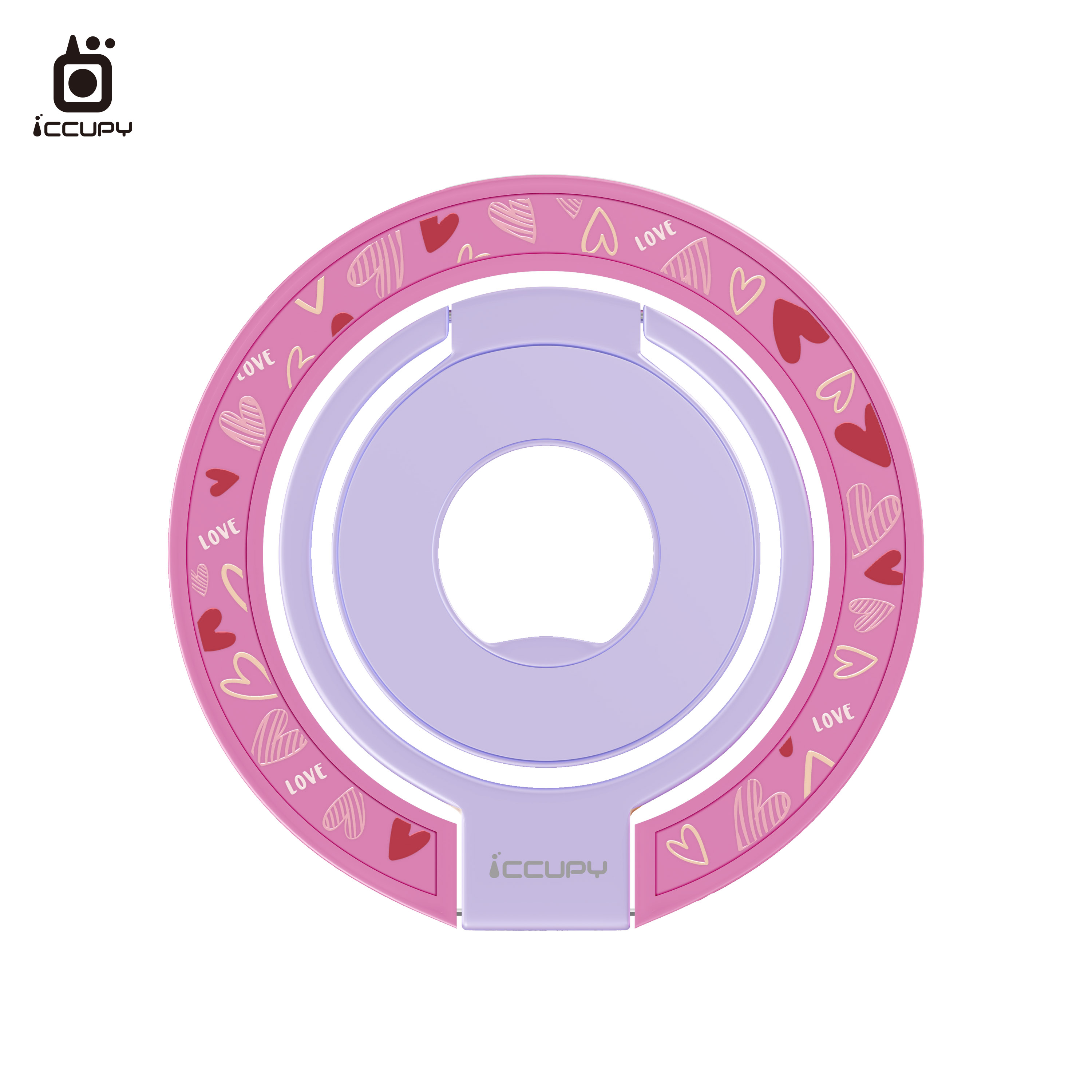 【愛心】360度折疊磁吸手機支架｜乾燥玫瑰-黑占iCCUPY