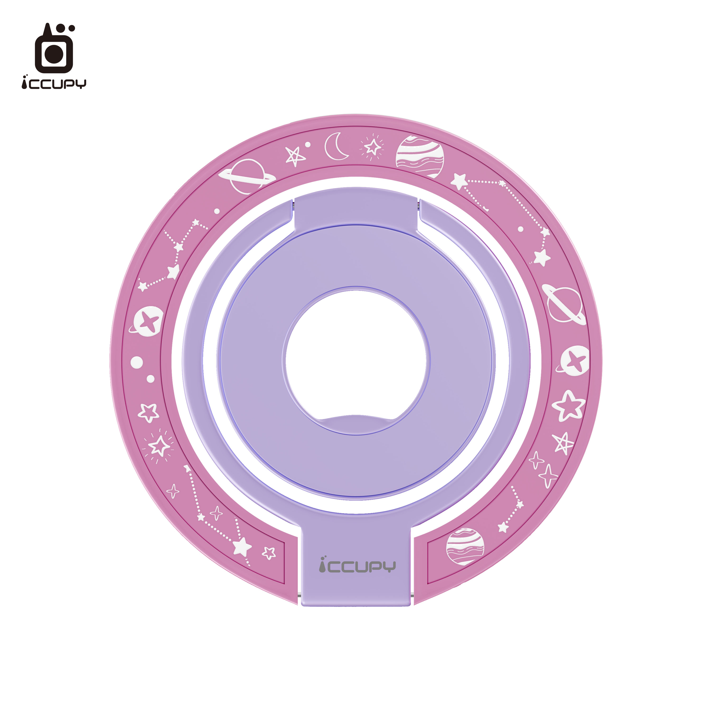 【手繪星球-白】360度折疊磁吸手機支架｜乾燥玫瑰-黑占iCCUPY