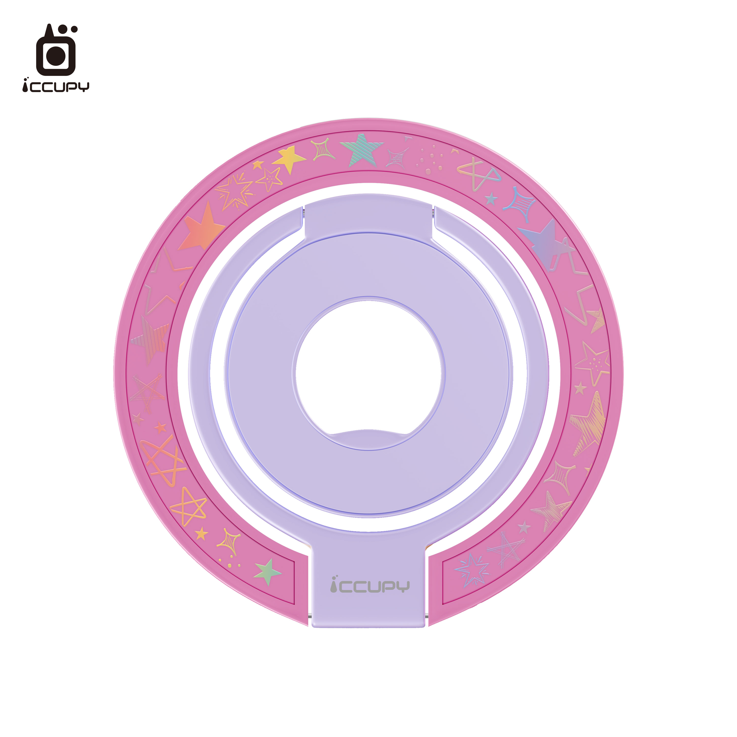 【星星-馬卡龍】360度折疊磁吸手機支架｜乾燥玫瑰-黑占iCCUPY