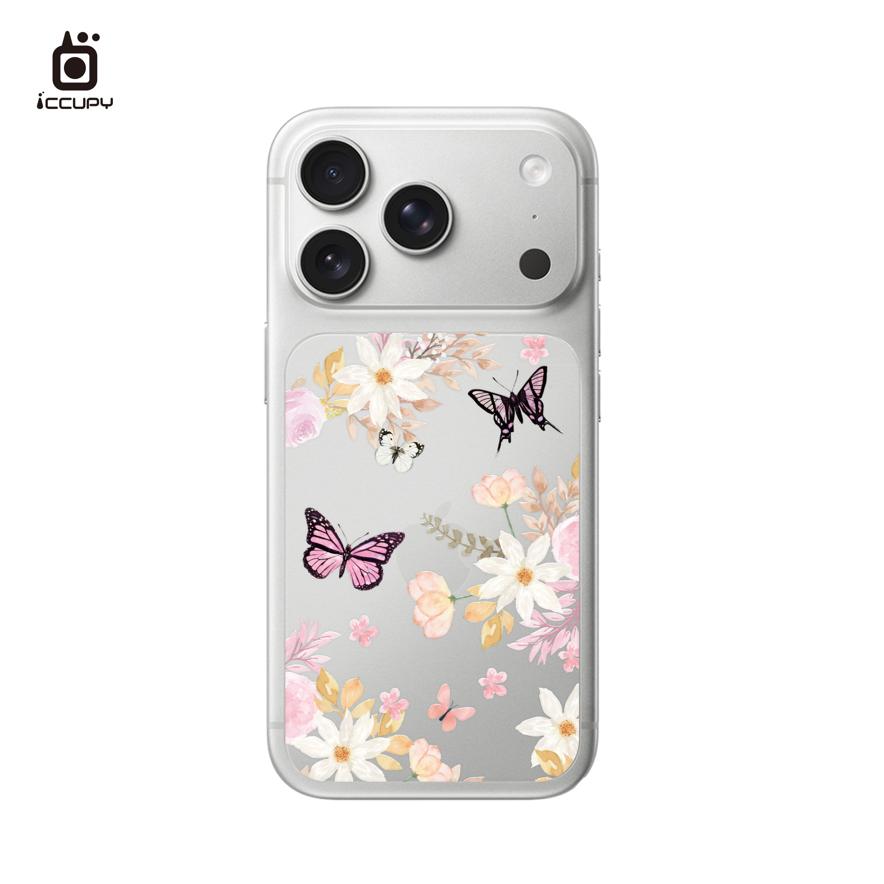 【粉蝶舞花】霧面彩繪背貼For iPhone 17 Pro