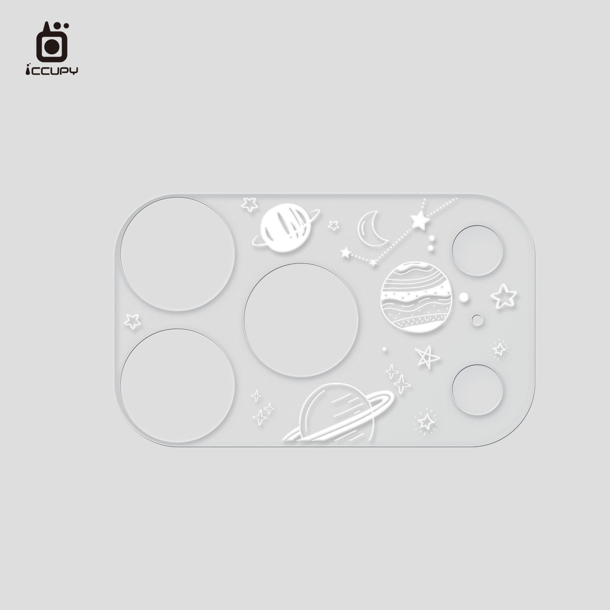 【手繪星球-白】AG霧面底座貼-鏡頭鏤空款FOR iPhone 17 Pro