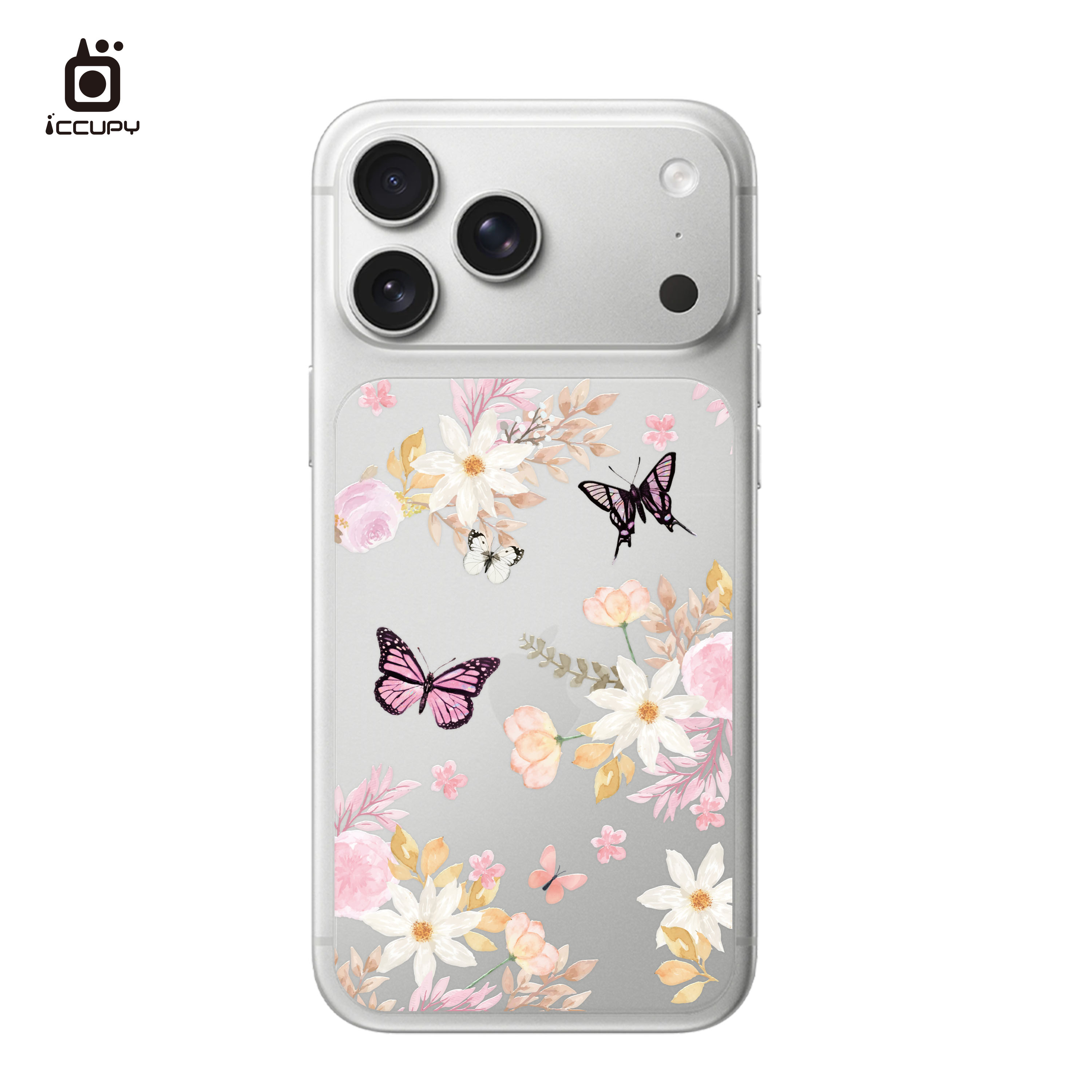 【粉蝶舞花】霧面彩繪背貼For iPhone 17 Pro Max