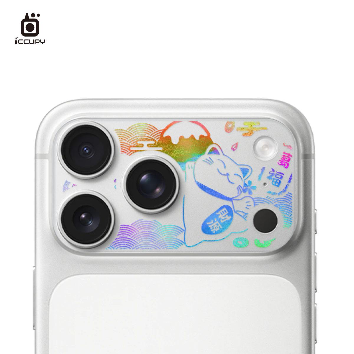 【極光晶雕|招福貓B】極光晶雕-鏡頭底座貼-鏡頭鏤空 For iPhone 17 Pro Max