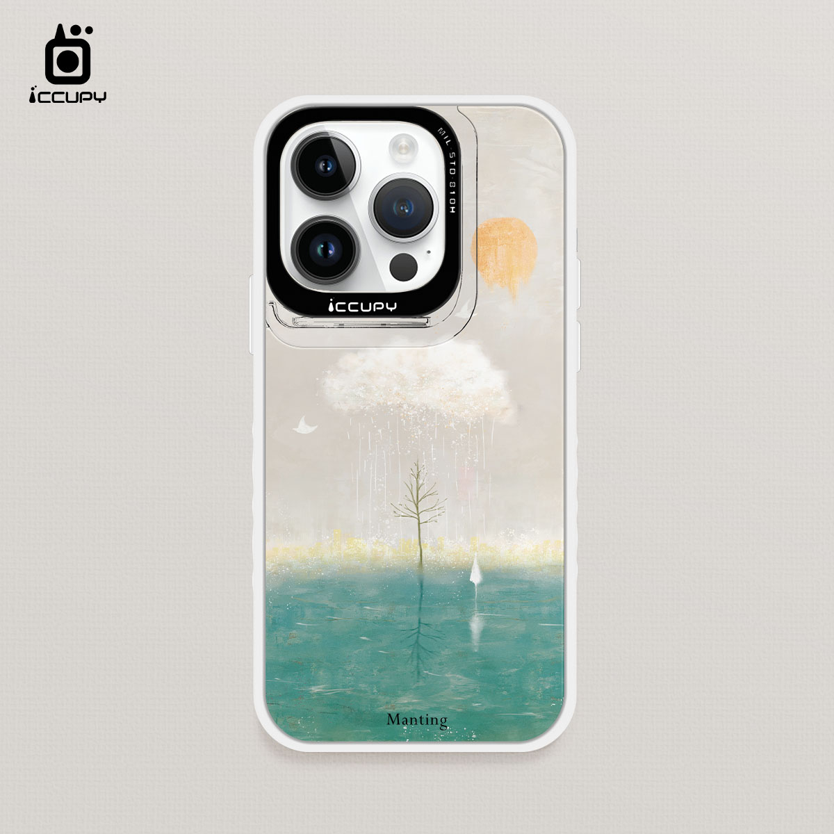【MANTING｜海與雲】黑占盾防摔立架手機殼(共四色) For iPhone 14 Pro-黑占iCCUPY