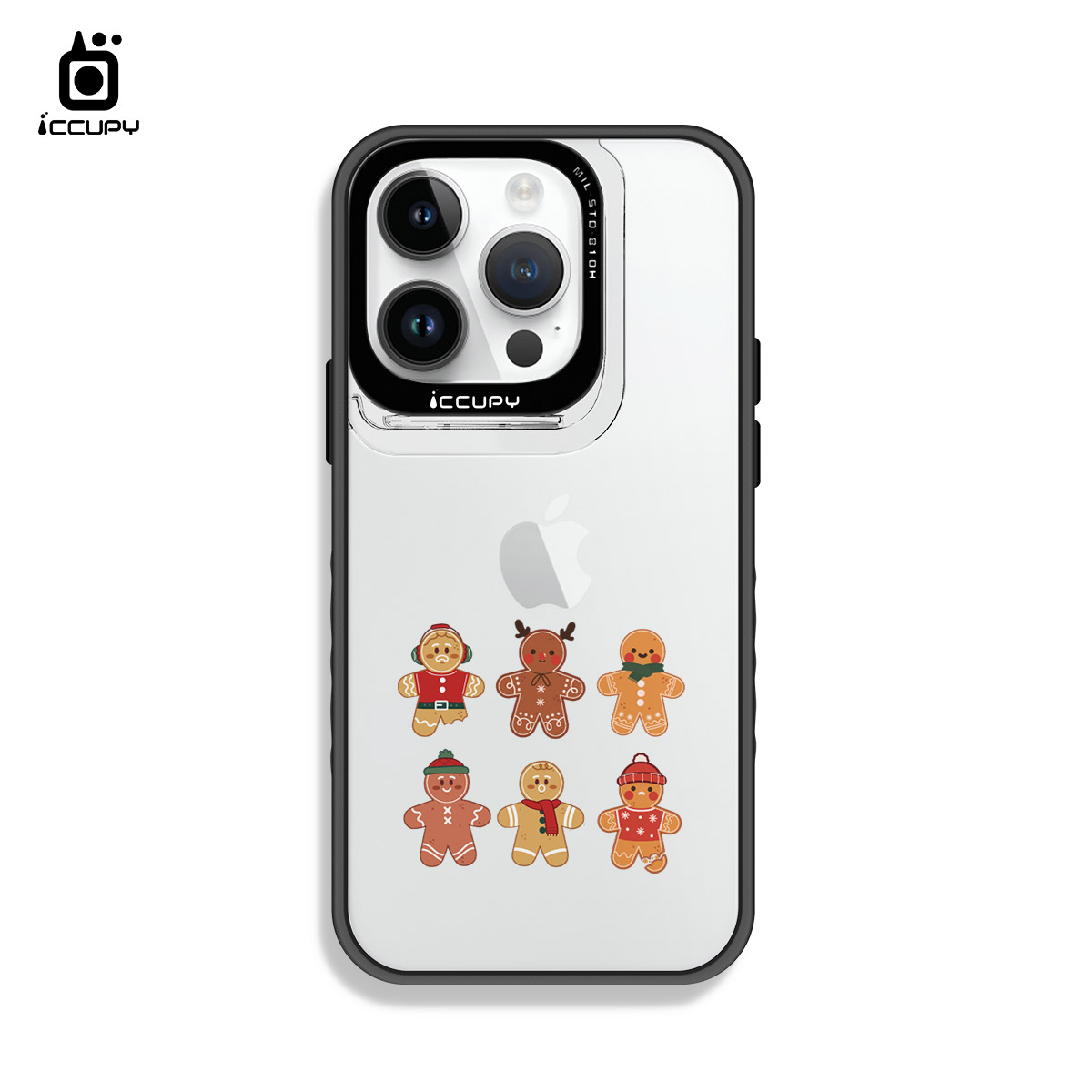 【可愛薑餅人】｜黑占盾防摔立架手機殼(共四色) For iPhone 14 Pro-黑占iCCUPY