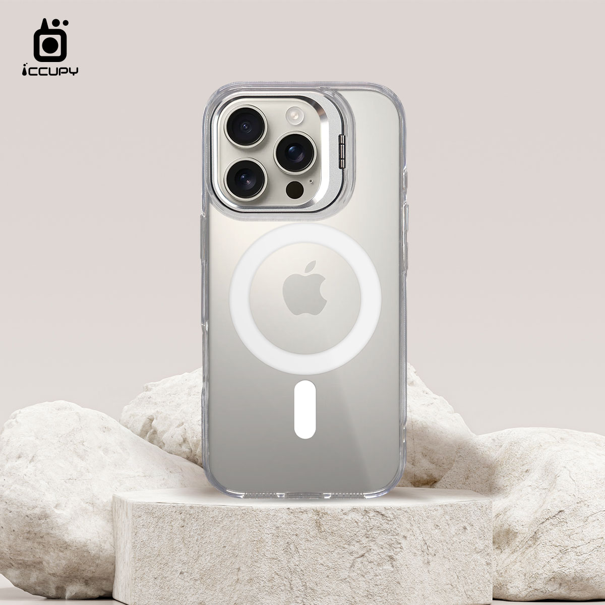 【iCCUPY黑占盾】防摔立架手機殼(透明) For Apple iPhone 16 6.1吋