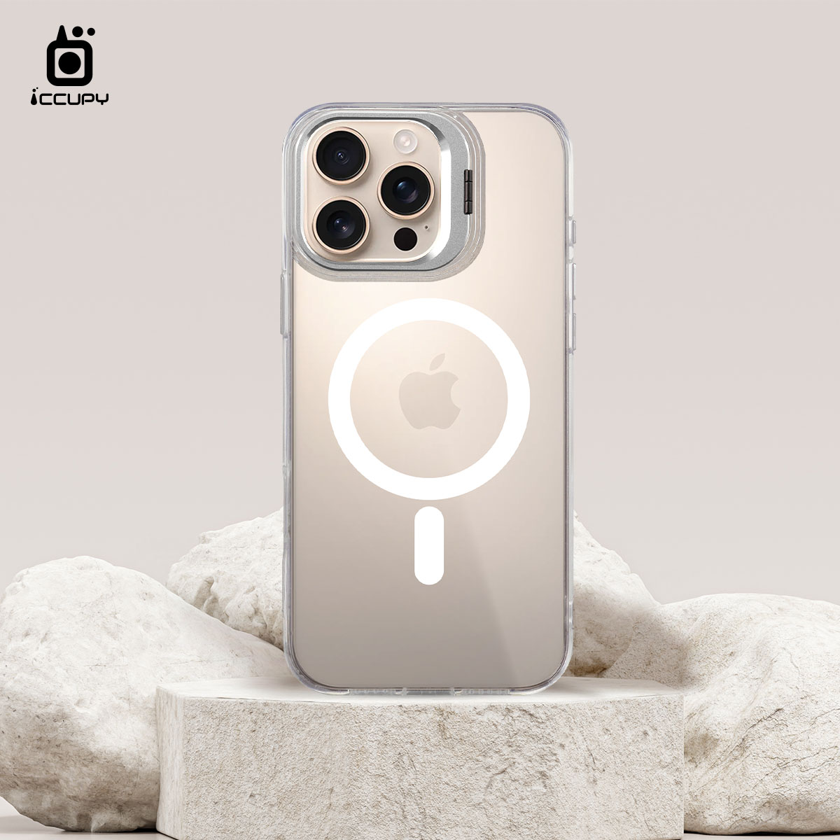 【iCCUPY黑占盾】防摔立架手機殼(透明) For Apple iPhone 16 Pro Max 6.7吋