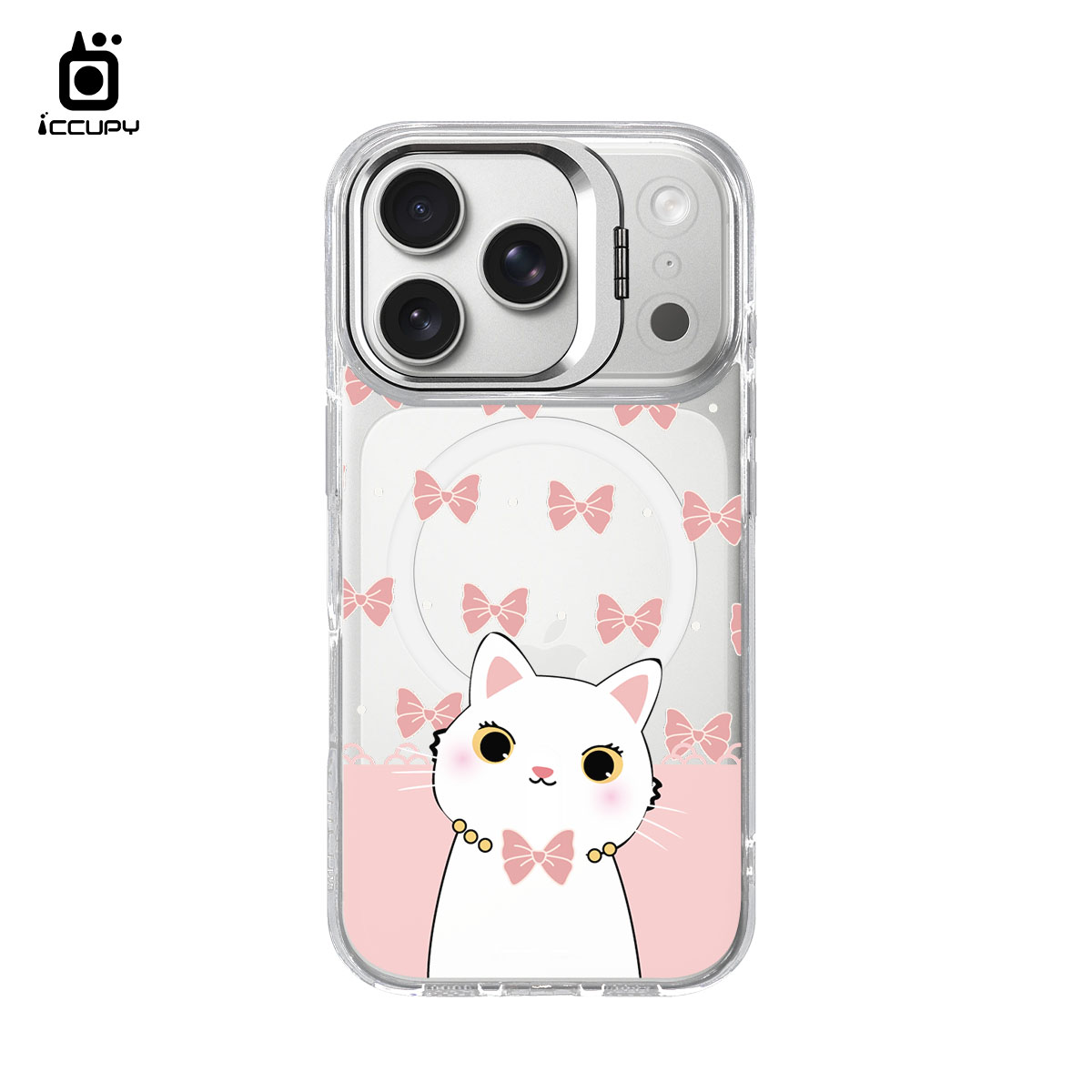 【蝴蝶結粉喵】防摔立架手機殼(透明) For iPhone 17 Pro 6.3吋