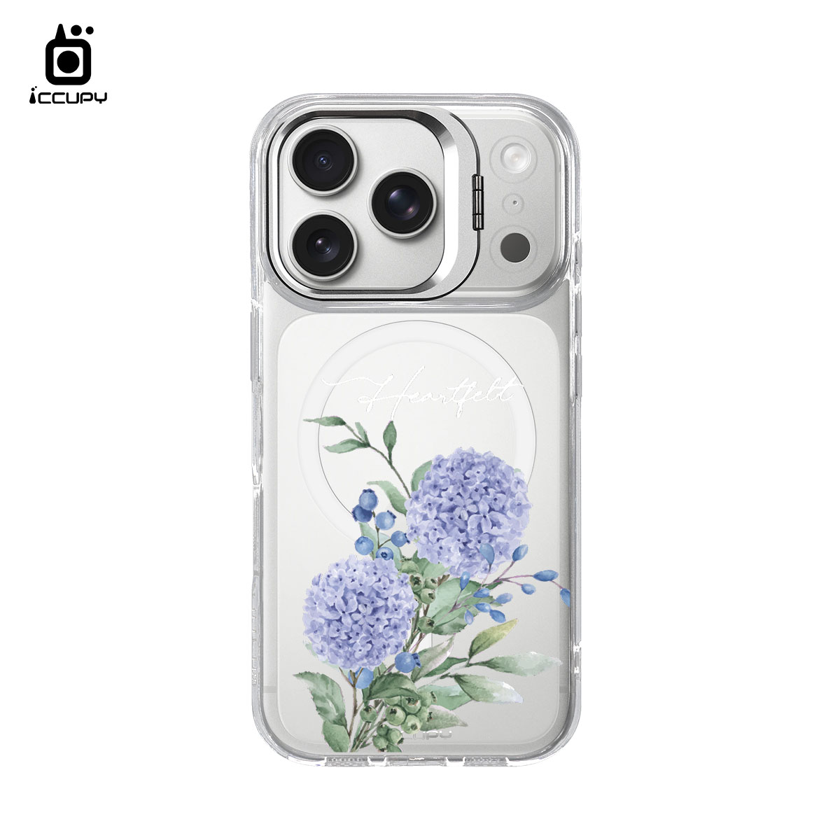 【浪漫花卉|繡球花1】防摔立架手機殼(透明) For iPhone 17 Pro 6.3吋