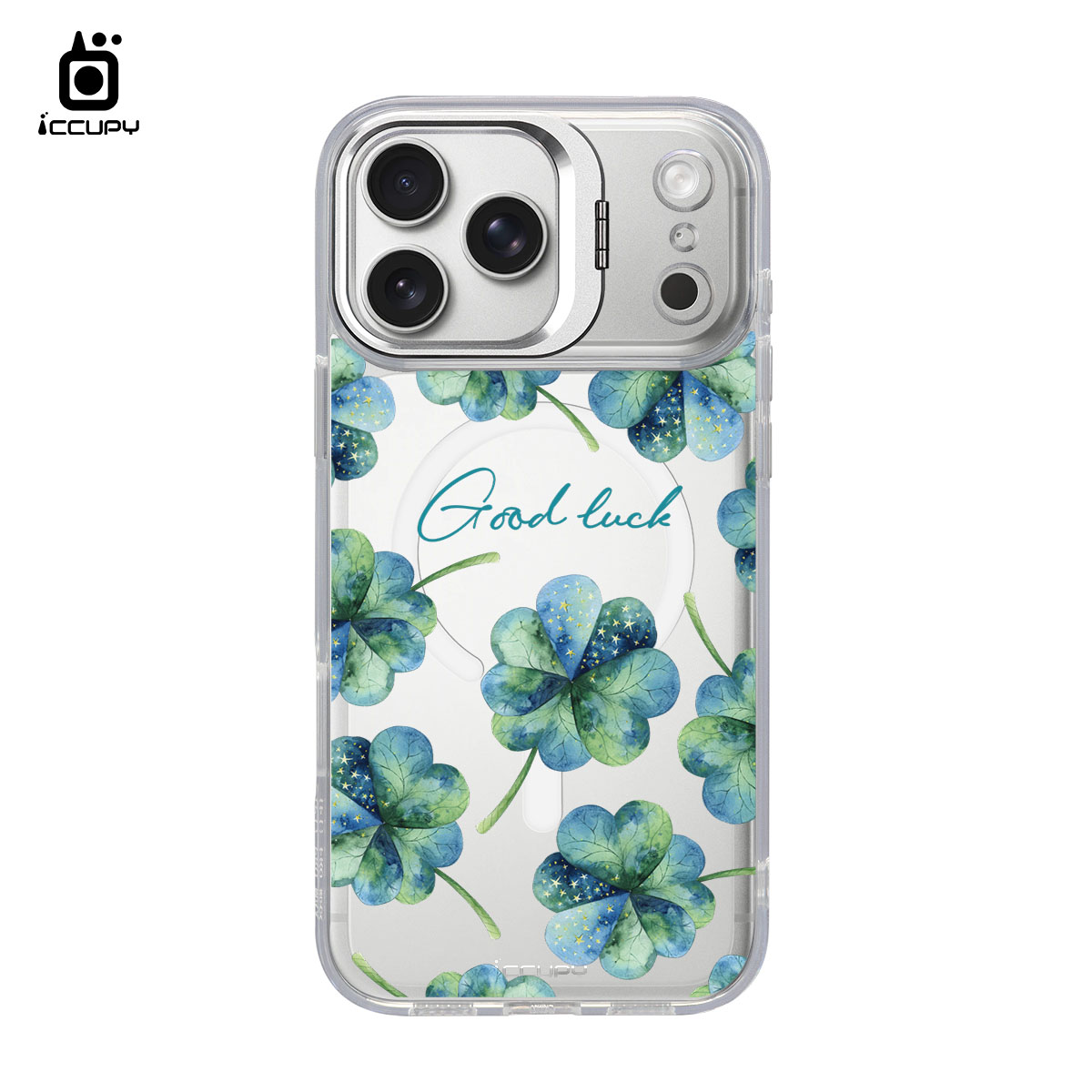 【浪漫花卉|幸運草2】防摔立架手機殼(透明) For iPhone 17 Pro Max 6.9吋