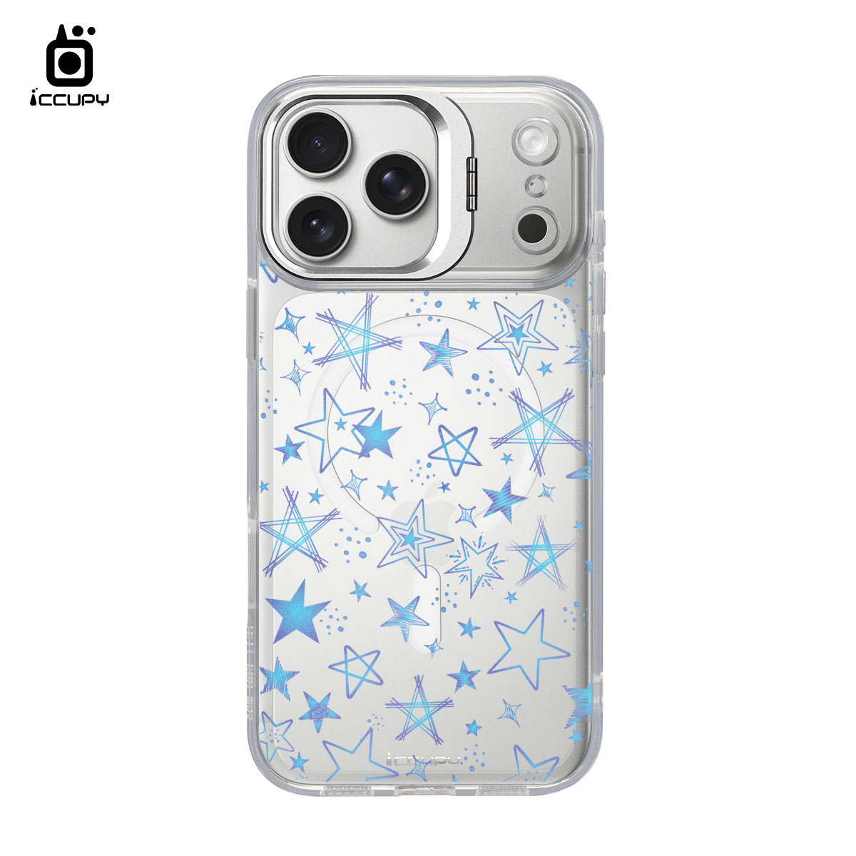 【星星-藍紫】防摔立架手機殼(透明) For iPhone 17 Pro Max 6.9吋