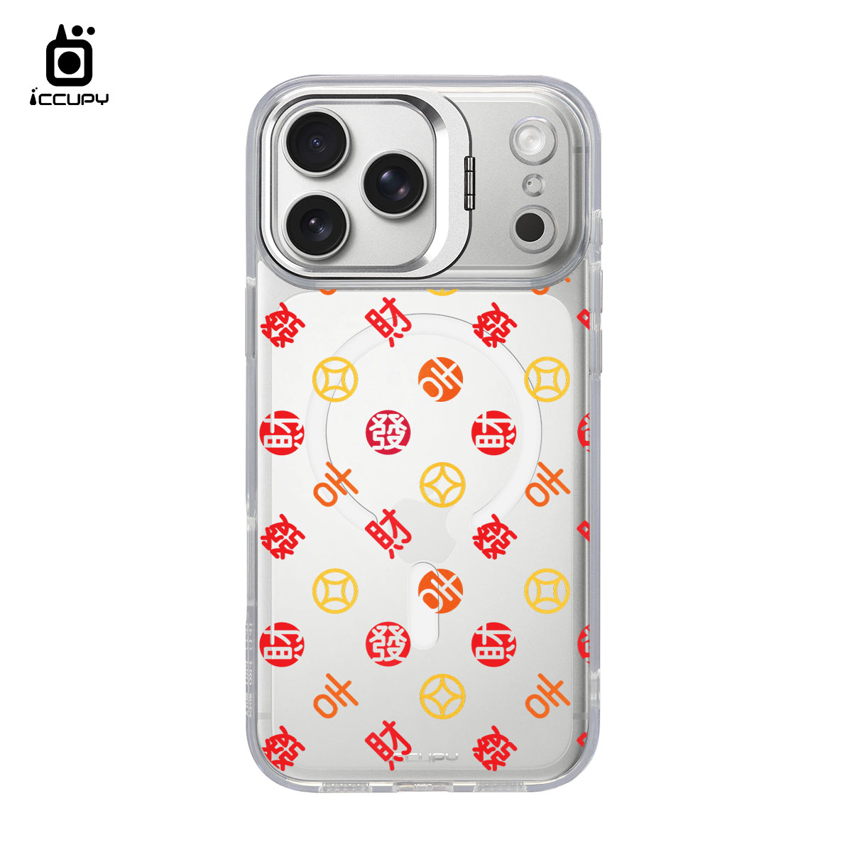 【富貴範-紅黃】防摔立架手機殼(透明) For iPhone 17 Pro Max 6.9吋