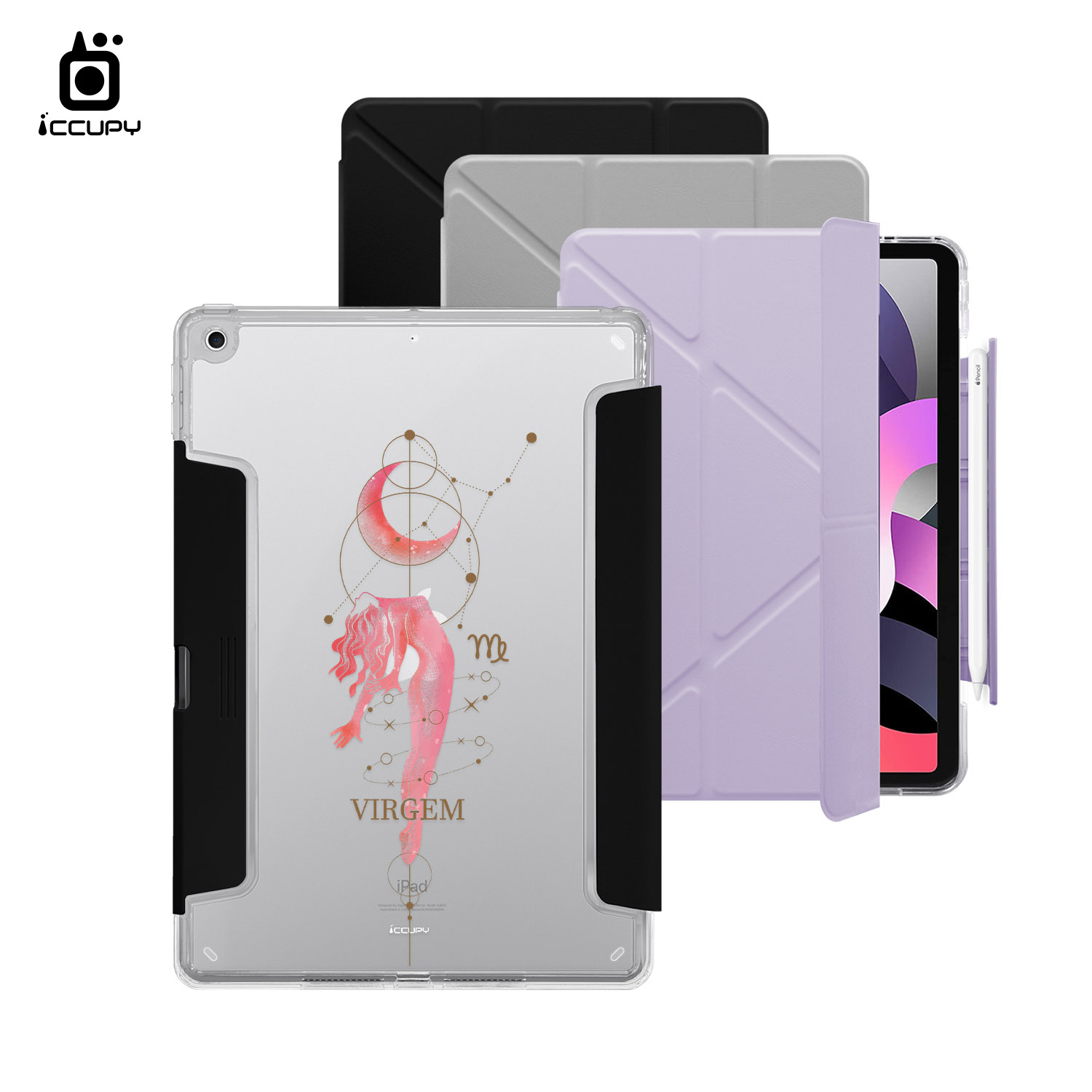 【占星-處女座】黑占盾平板HD系列-隱藏式抽屜筆槽(共三色) For iPad 第7代 10.2吋-黑占iCCUPY