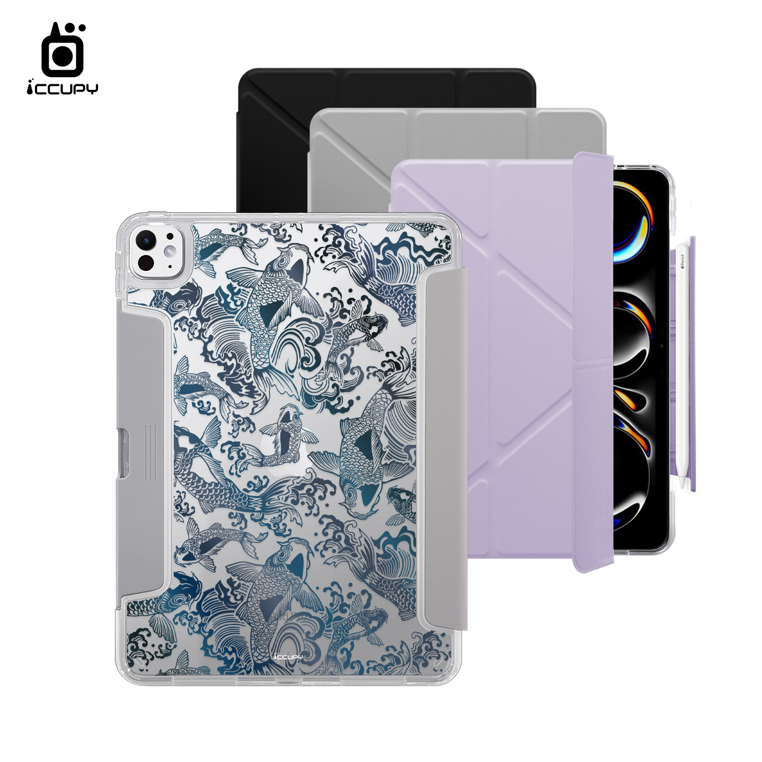 【錦鯉-藍】黑占盾平板HD系列-隱藏式抽屜筆槽(共三色) For iPad Pro(2025)M5 11吋-黑占iCCUPY