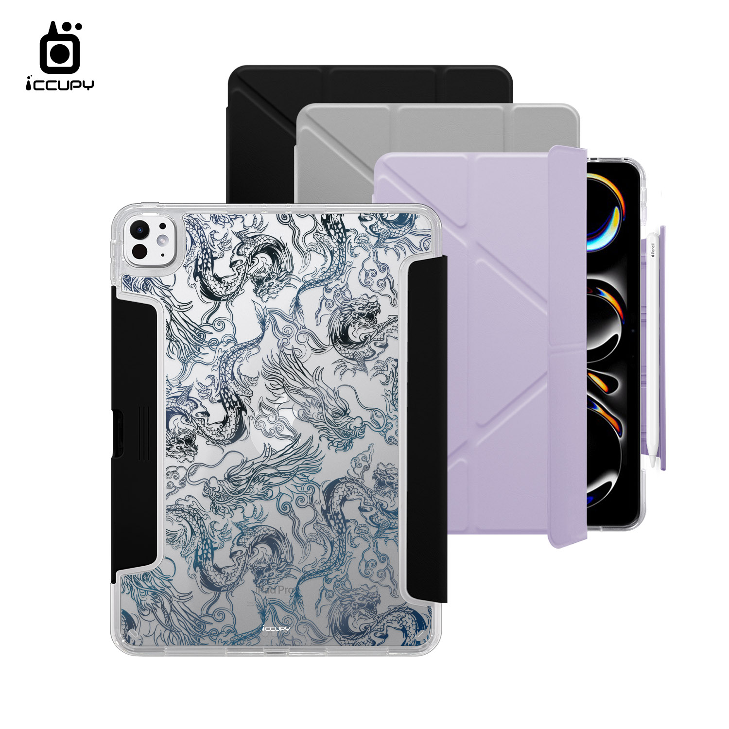 【天龍-黑藍】黑占盾平板HD系列-隱藏式抽屜筆槽(共三色) For iPad Pro(2025)M5 11吋-黑占iCCUPY