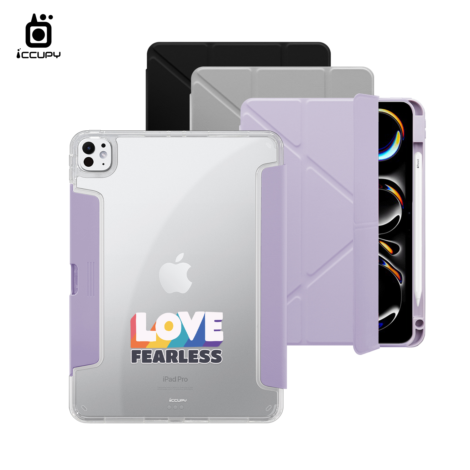 【LGBTQIA+🌈｜勇敢愛】黑占盾平板HD系列｜隱藏式抽屜筆槽(共三色) For iPad Pro(2024)11吋｜黑占iCCUPY