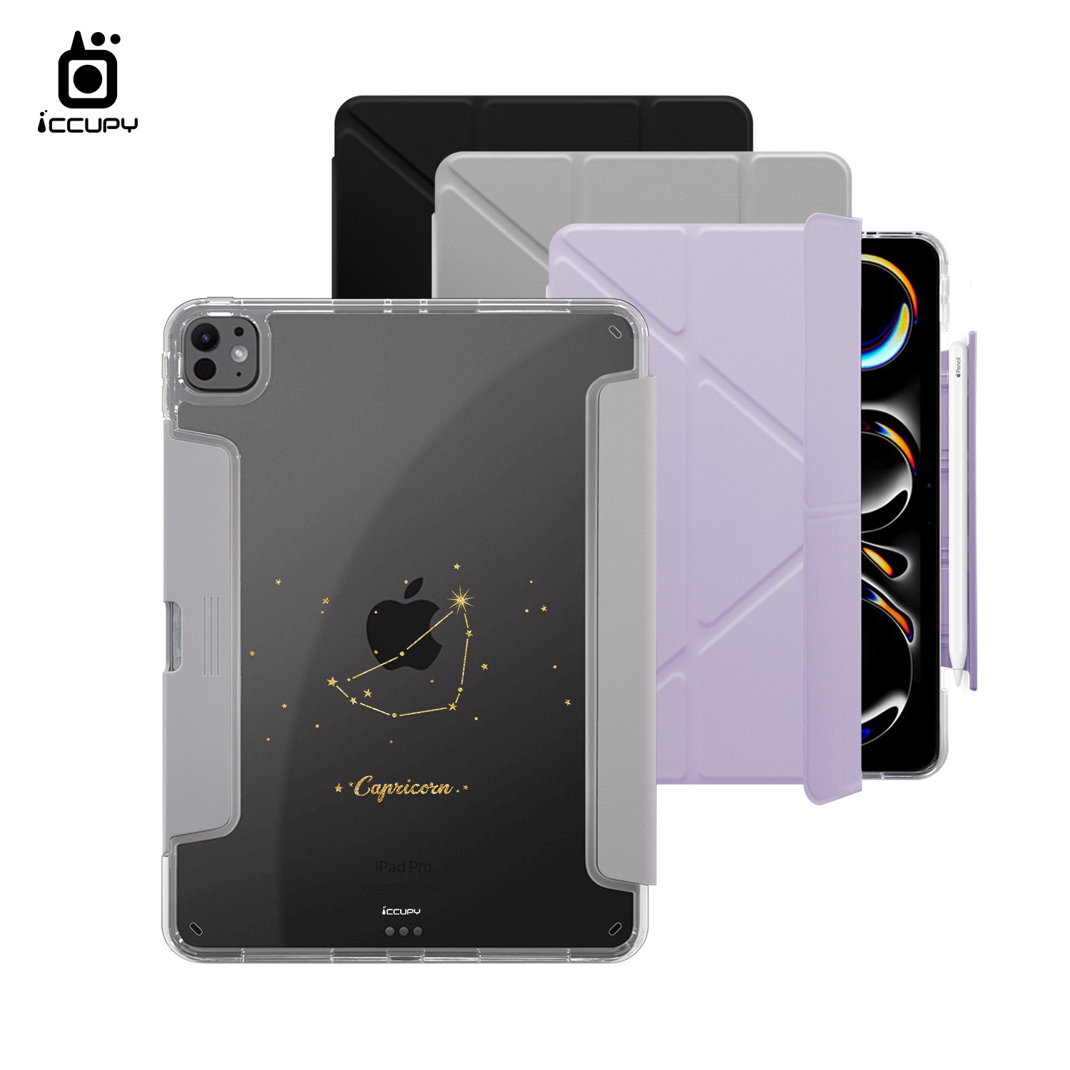 【星空-魔羯座】黑占盾平板HD系列-隱藏式抽屜筆槽(共三色) For iPad Pro(2025)M5 11吋-黑占iCCUPY