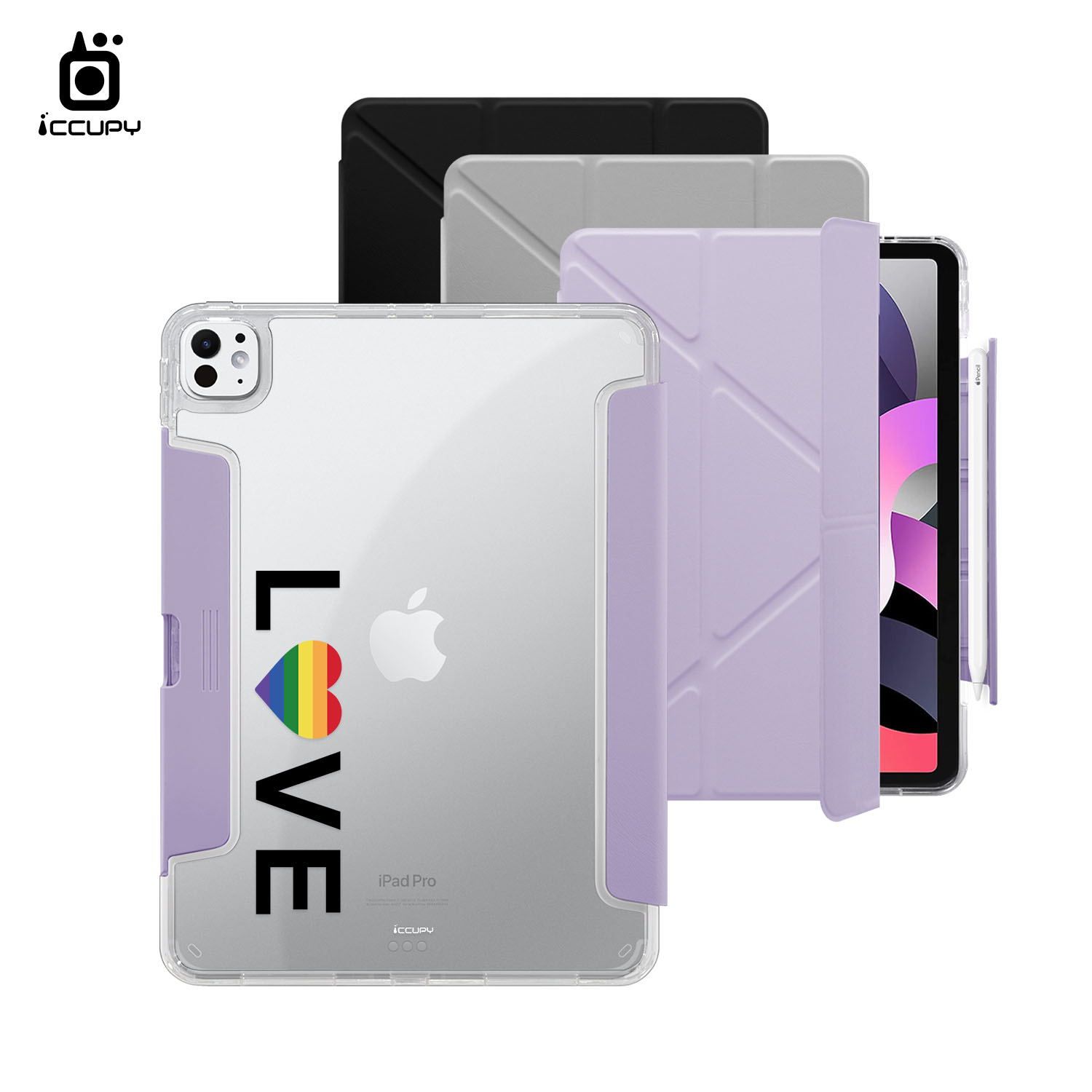 【LGBTQIA+🌈｜LOVE】黑占盾平板HD系列｜隱藏式抽屜筆槽(共三色) For iPad Pro(2025)M5 11吋｜黑占iCCUPY