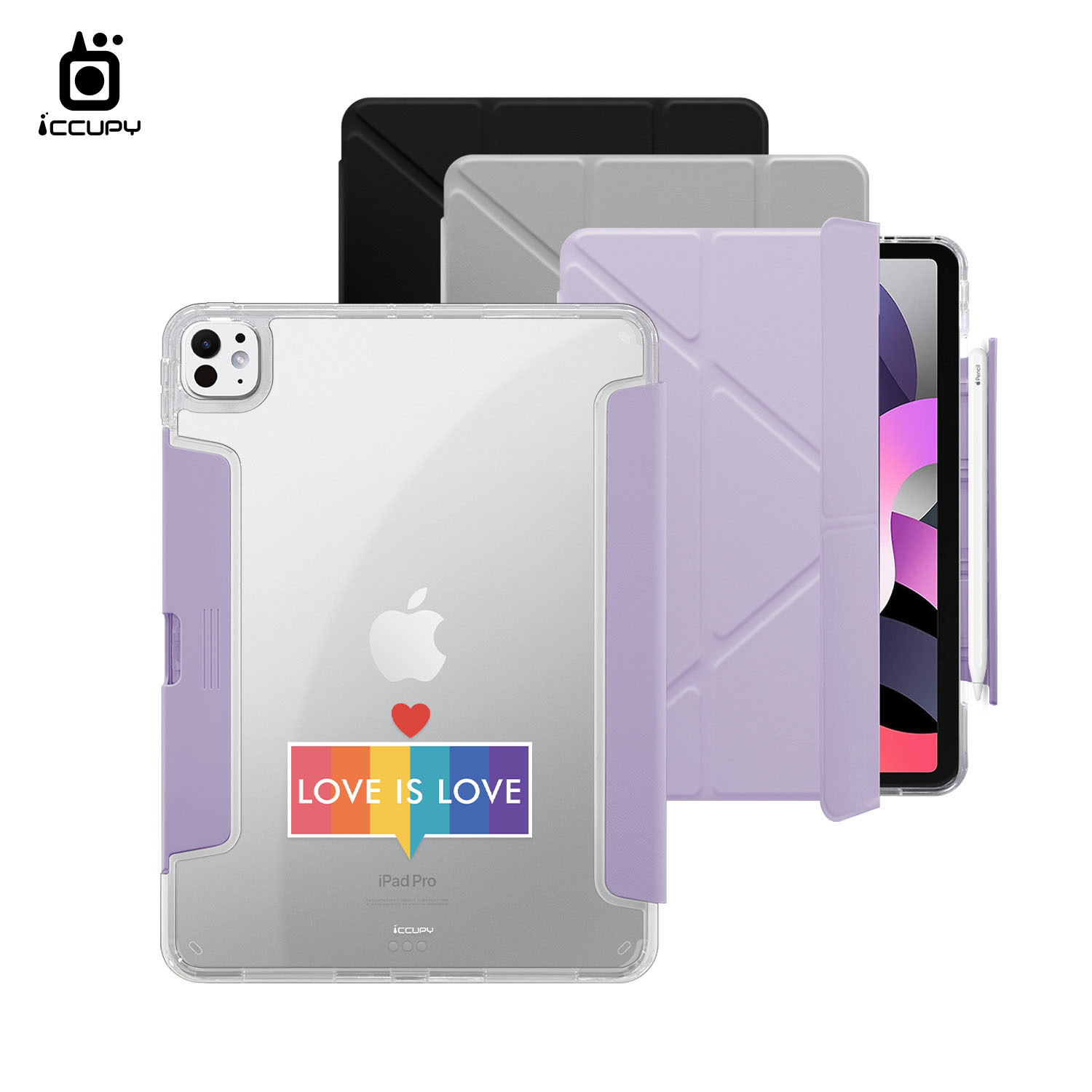 【LGBTQIA+🌈｜就是愛3】黑占盾平板HD系列｜隱藏式抽屜筆槽(共三色) For iPad Pro(2024)11吋｜黑占iCCUPY