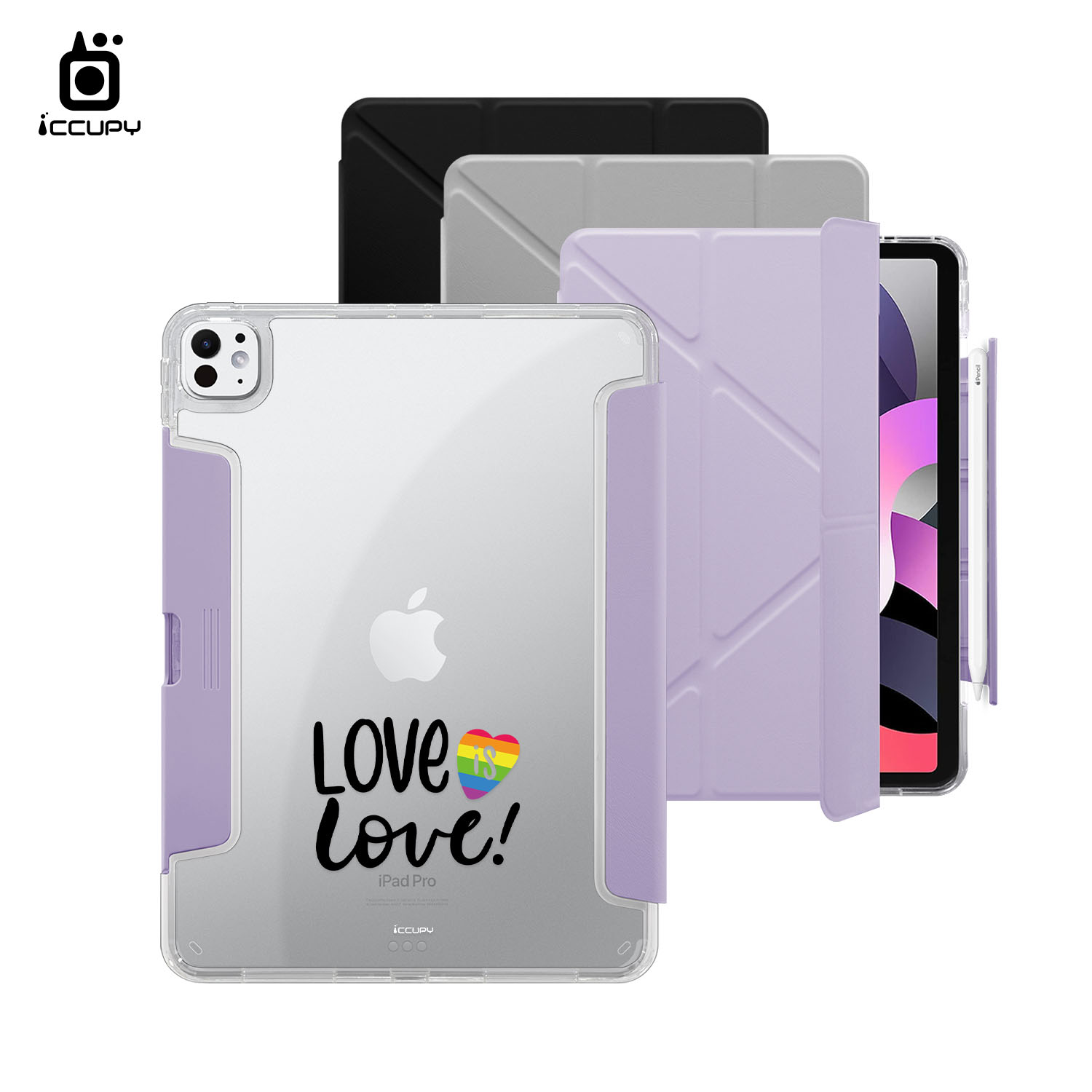 【LGBTQIA+🌈｜就是愛 (黑)】黑占盾平板HD系列｜隱藏式抽屜筆槽(共三色) For iPad Pro(2024)11吋｜黑占iCCUPY