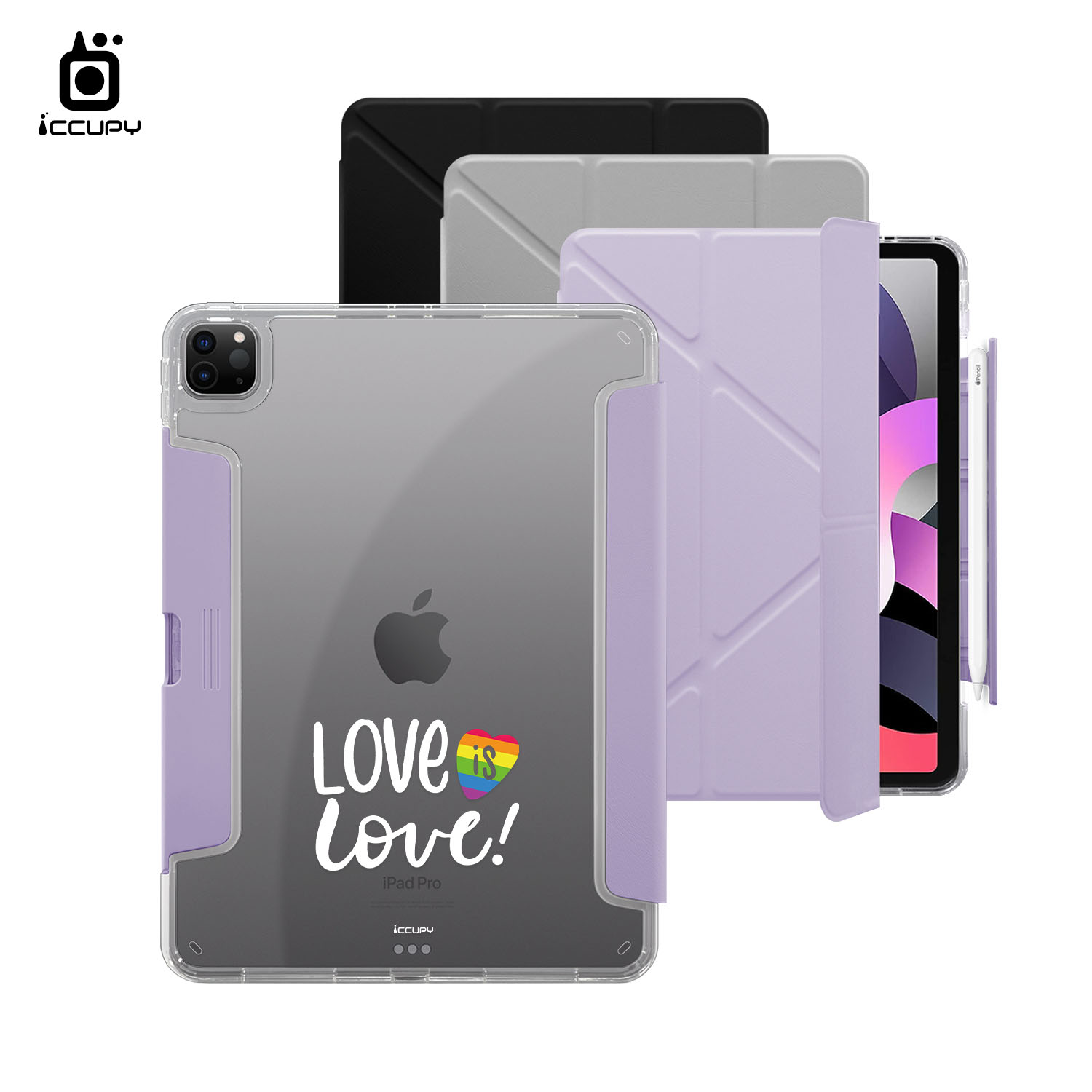 【LGBTQIA+🌈｜就是愛 (白)】黑占盾平板HD系列｜隱藏式抽屜筆槽(共三色) For iPad Pro(2024)11吋｜黑占iCCUPY