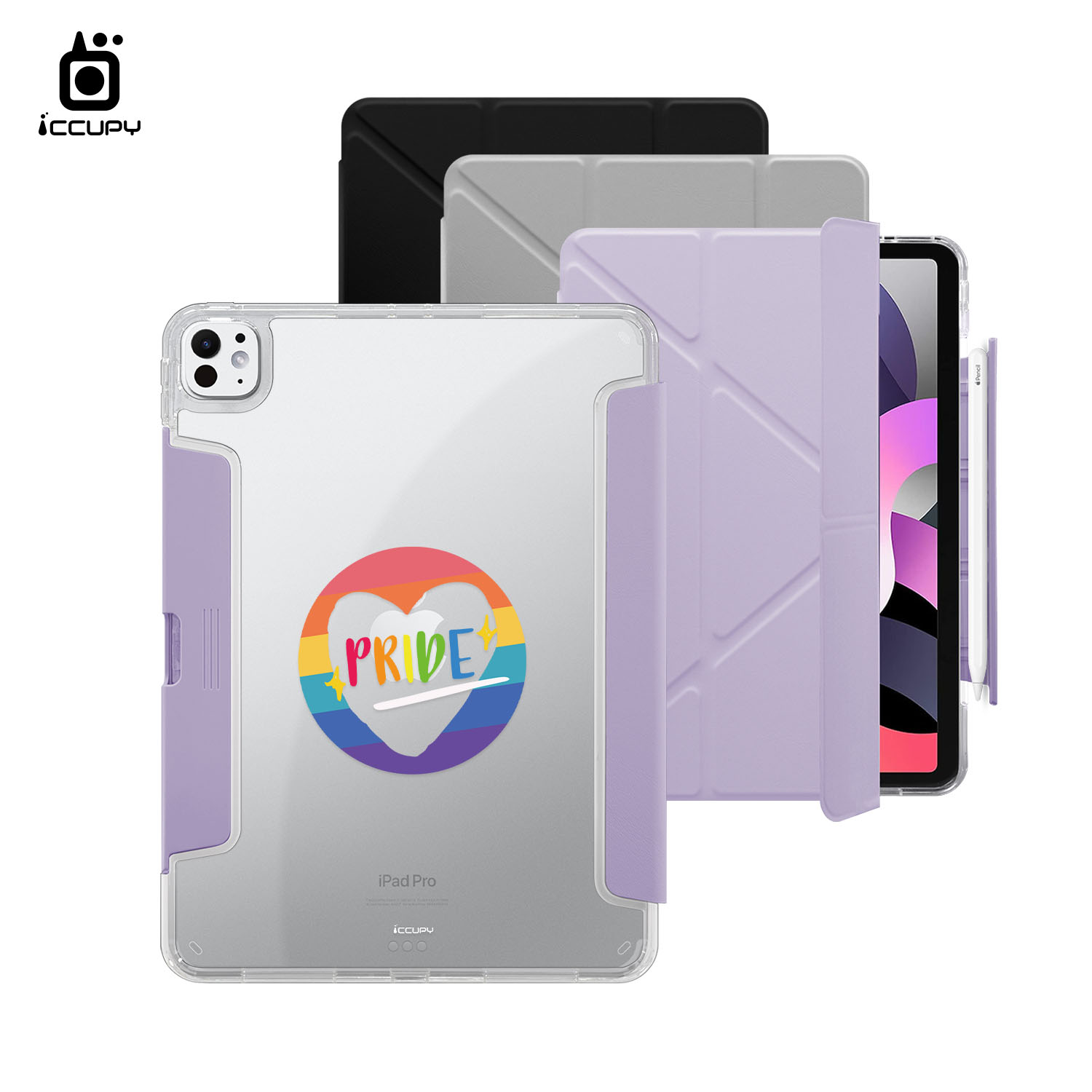 【LGBTQIA+🌈｜愛心圈】黑占盾平板HD系列｜隱藏式抽屜筆槽(共三色) For iPad Pro(2024)11吋｜黑占iCCUPY