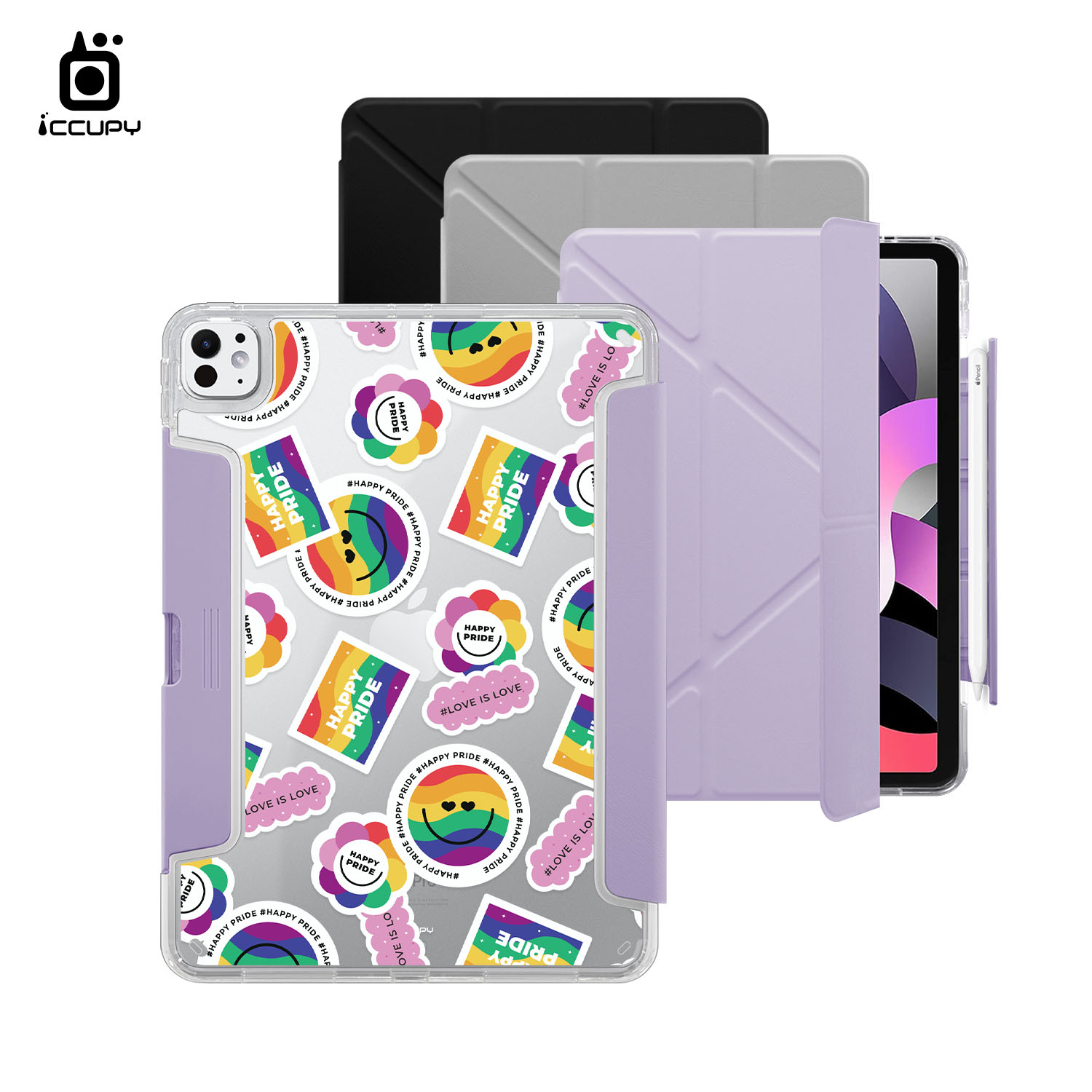 【LGBTQIA+🌈｜愛貼貼2】黑占盾平板HD系列｜隱藏式抽屜筆槽(共三色) For iPad Pro(2024)11吋｜黑占iCCUPY