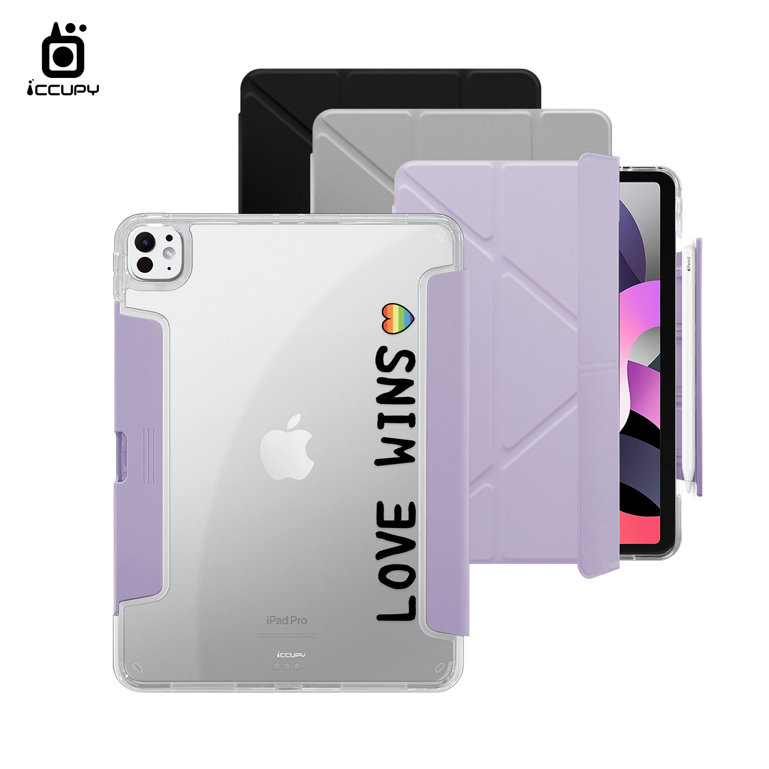 【LGBTQIA+🌈｜愛的宣言2 (黑)】黑占盾平板HD系列｜隱藏式抽屜筆槽(共三色) For iPad Pro(2024)11吋｜黑占iCCUPY