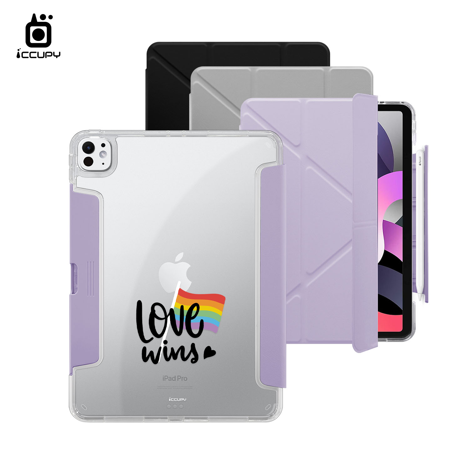 【LGBTQIA+🌈|彩虹旗 (黑)】黑占盾平板HD系列|隱藏式抽屜筆槽(共三色) For iPad Pro(2025)M5 11吋|黑占iCCUPY