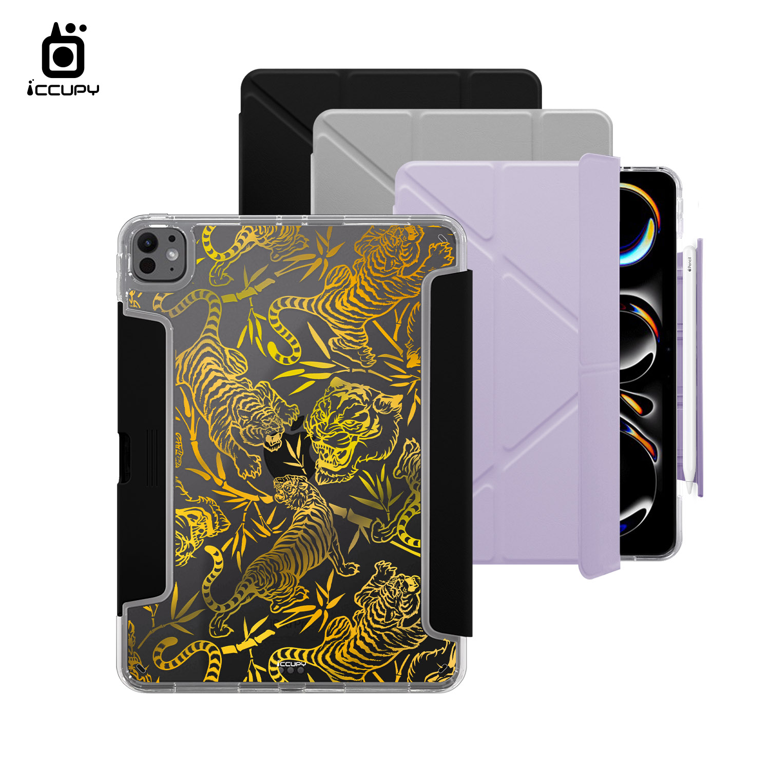 【白虎-黃】黑占盾平板HD系列-隱藏式抽屜筆槽(共三色) For iPad Pro(2025)M5 11吋-黑占iCCUPY