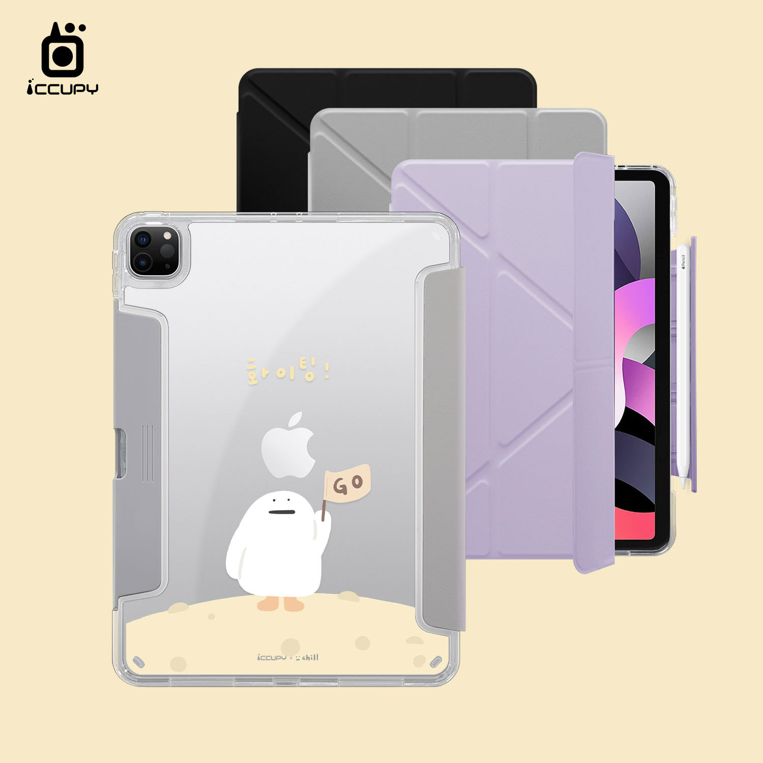 【懶懶怪|韓文加油】黑占盾平板HD系列-隱藏式抽屜筆槽(共三色) For iPad Pro(2022)11吋-黑占iCCUPY