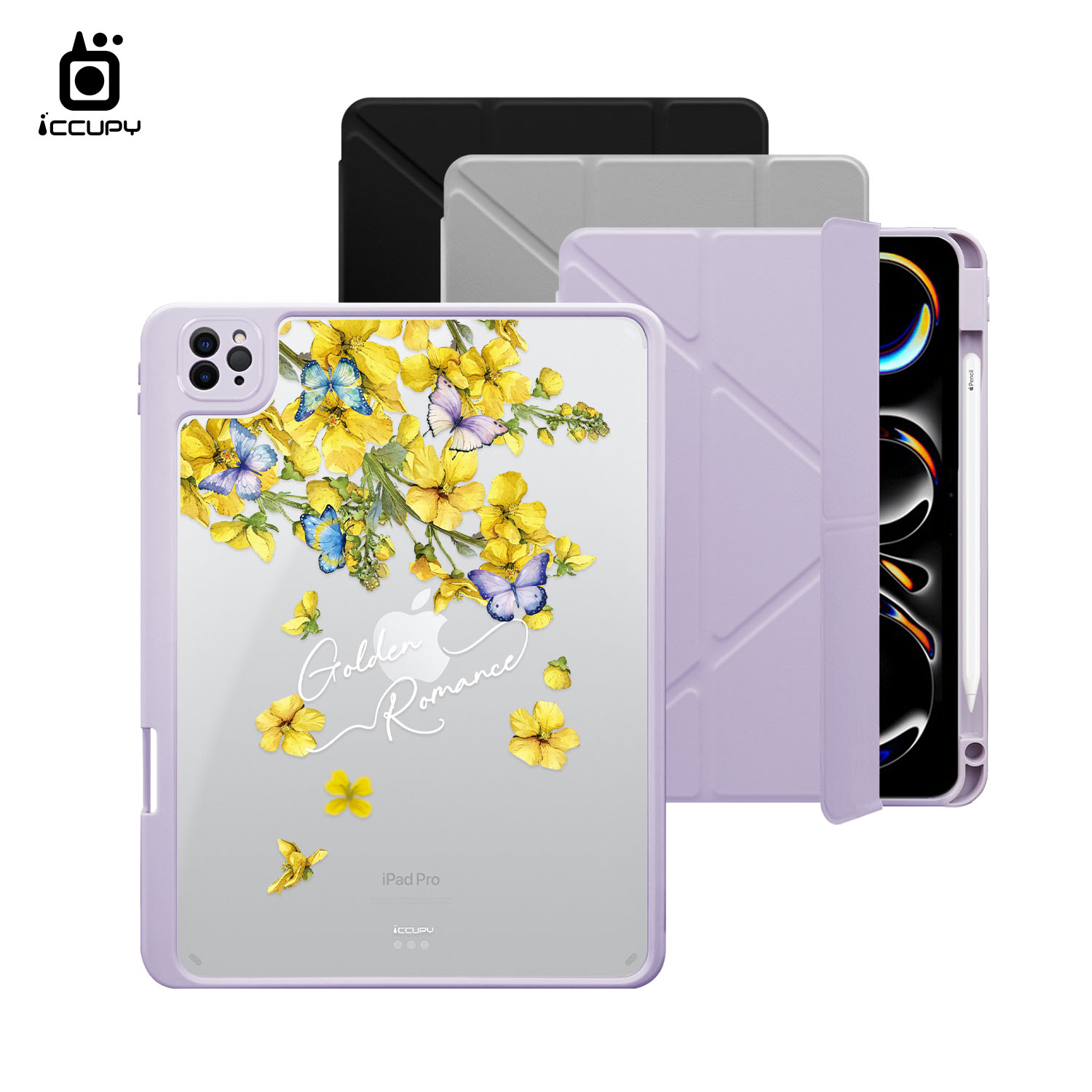 【浪漫花卉|阿勃勒2】黑占盾平板SN系列|卡扣式拆裝兩用(共三色) For iPad Pro(2024)11吋|黑占iCCUPY