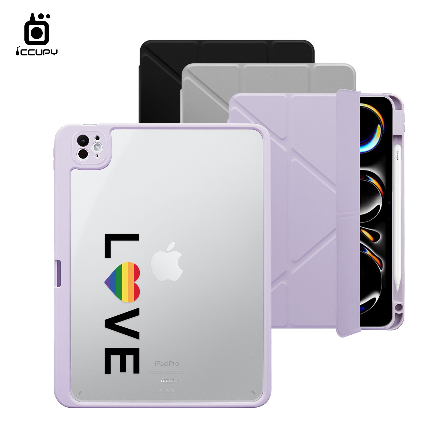 【LGBTQIA+🌈｜LOVE】黑占盾平板SN系列｜卡扣式拆裝兩用(共三色) For iPad Pro(2025)M5 11吋｜黑占iCCUPY