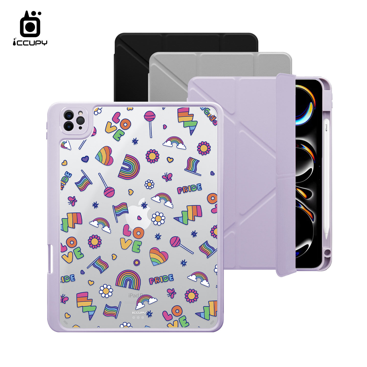 【LGBTQIA+🌈｜愛塗鴉】黑占盾平板SN系列｜卡扣式拆裝兩用(共三色) For iPad Pro(2024)11吋｜黑占iCCUPY