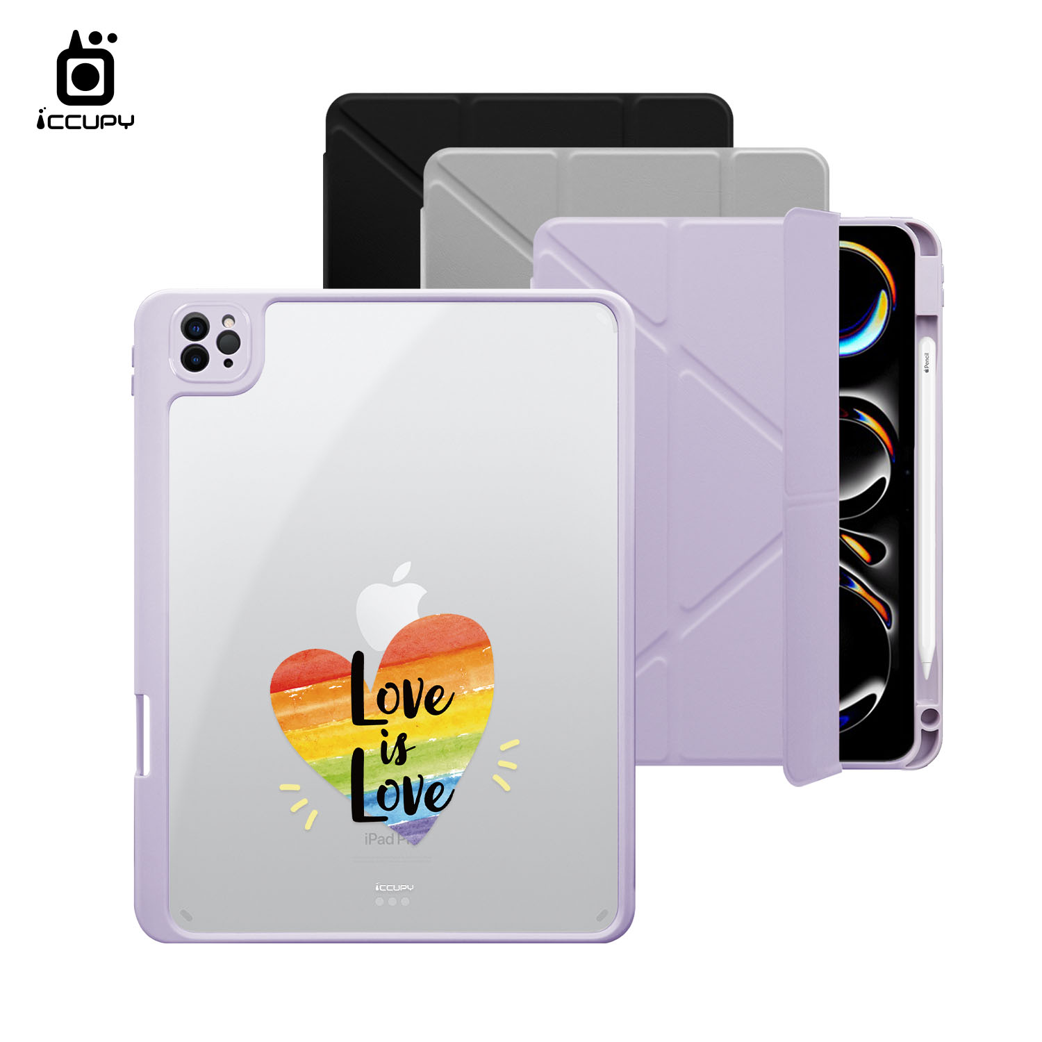 【LGBTQIA+🌈｜就是愛2】黑占盾平板SN系列｜卡扣式拆裝兩用(共三色) For iPad Pro(2024)11吋｜黑占iCCUPY